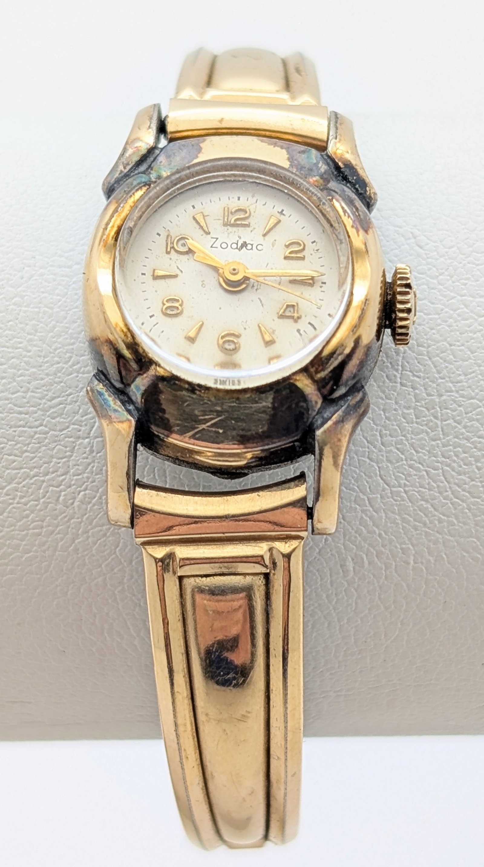 FEATURE Vintage Zodiac 10K Rolled Gold Plated Mechanical Ladies Watch w/ Original Box - Works! - 3
