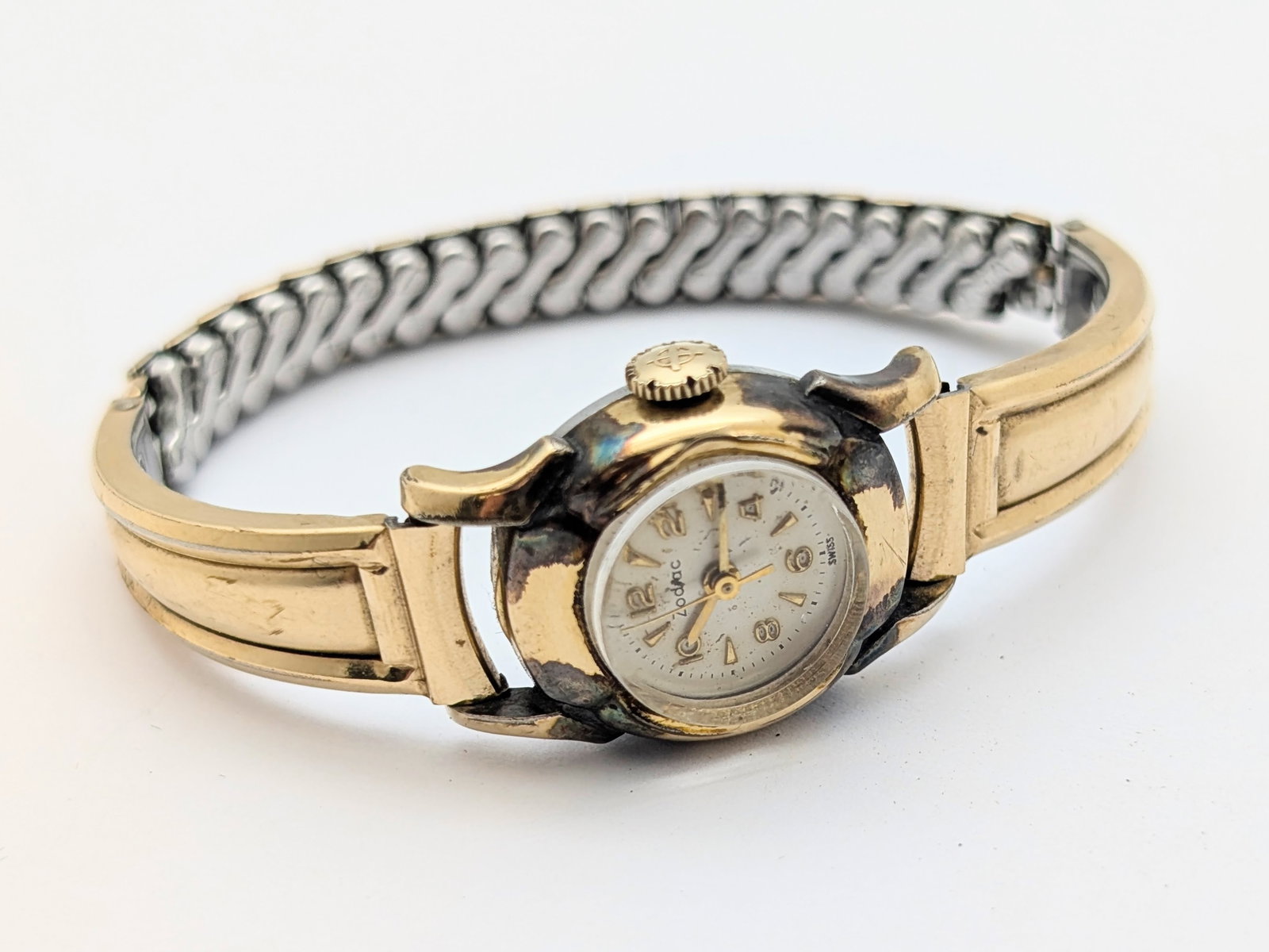 FEATURE Vintage Zodiac 10K Rolled Gold Plated Mechanical Ladies Watch w/ Original Box - Works! - 5