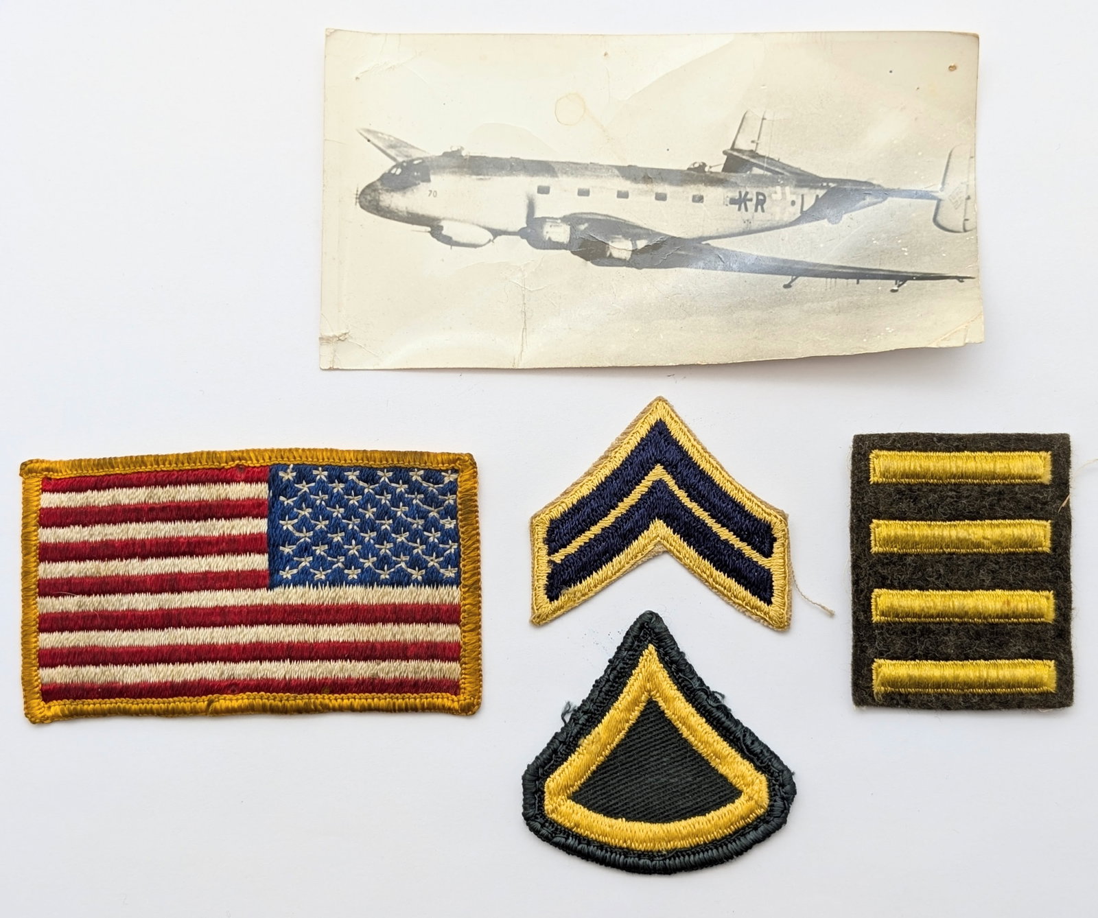 Lot of Vintage US Military Patches & German Plane Picture: Military