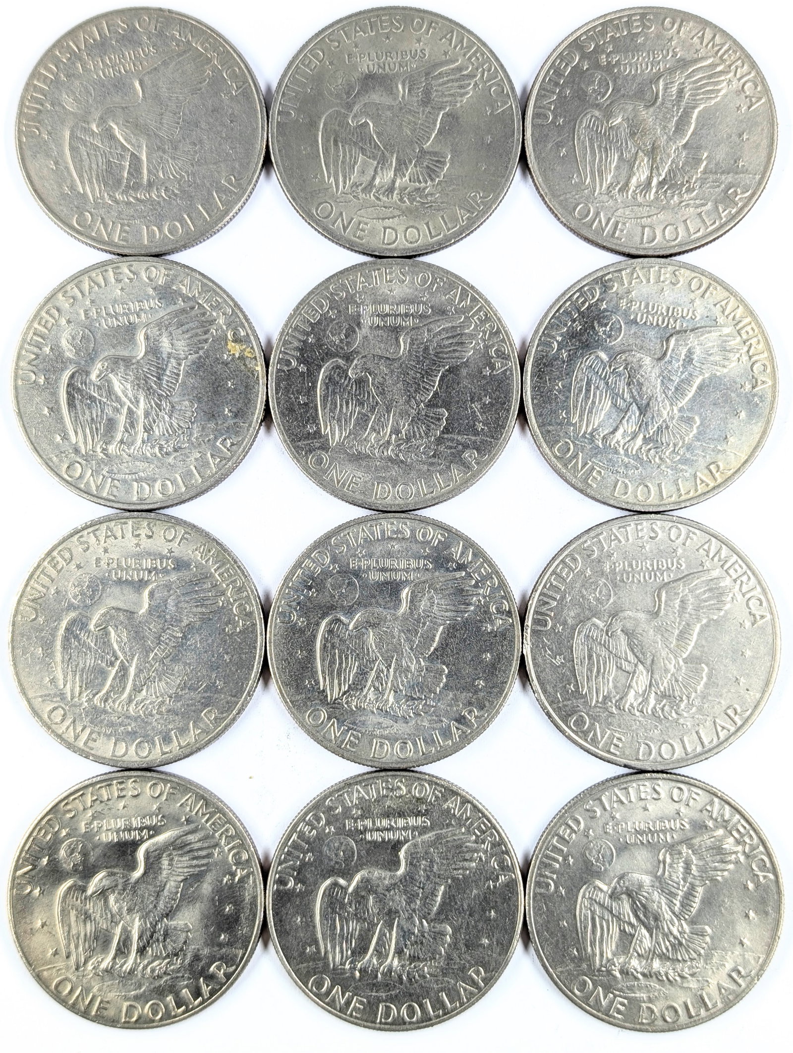 Lot of 12 Eisenhower "Ike" Dollars - 1971-1974 - 2