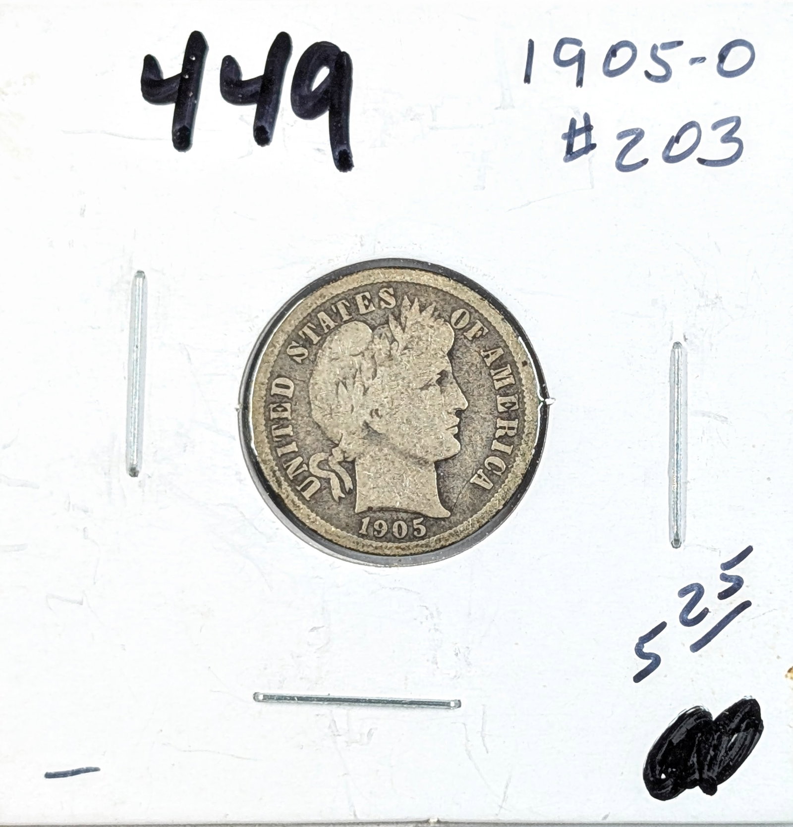 1905-O Silver Barber Dime: Silver