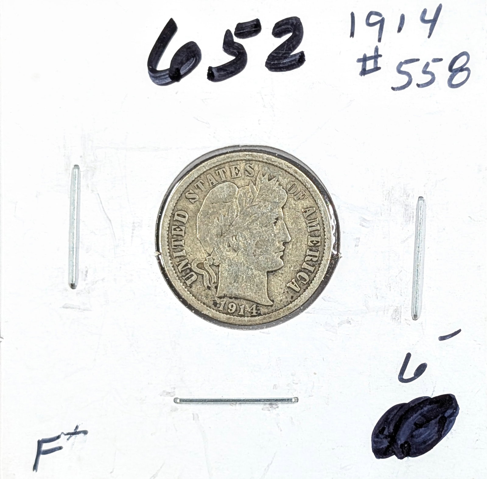 1914 Silver Barber Dime (1 of 2)