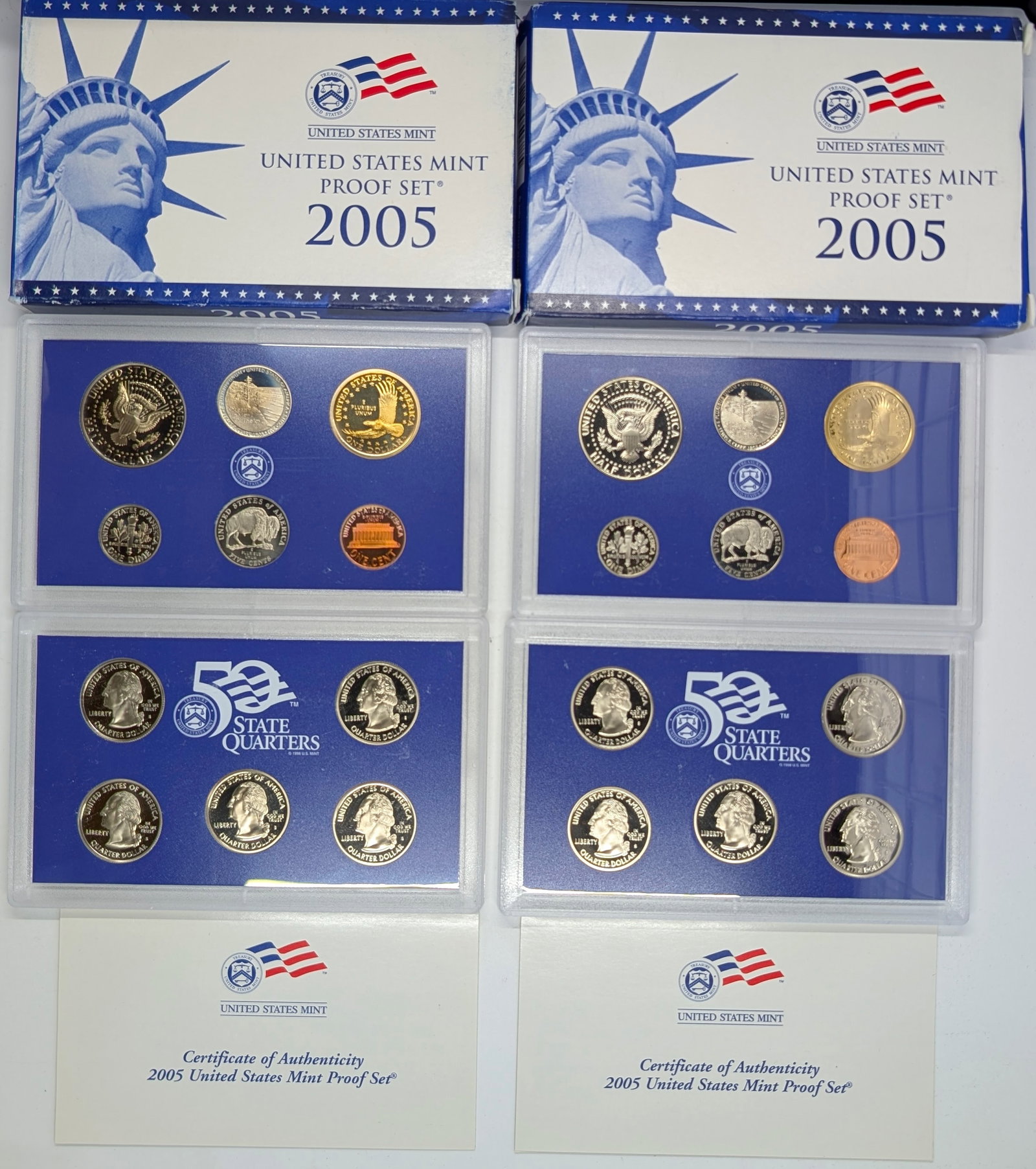 Lot of 2 - 2005 US Mint Proof Sets w/ COAs - 2