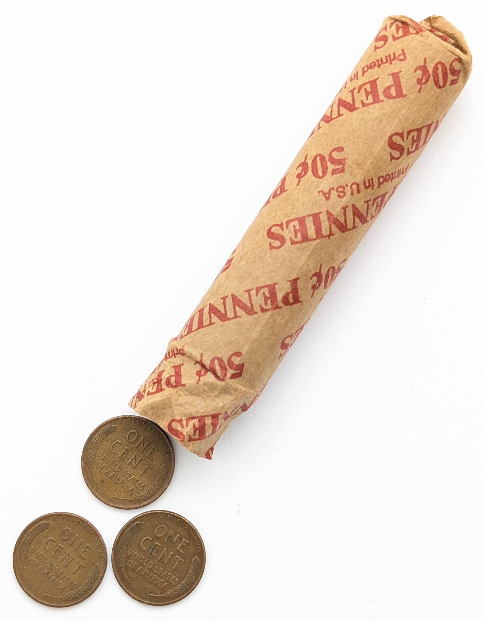 Roll of 50 Wheat Cents - Mixed Dates 1940s - 2