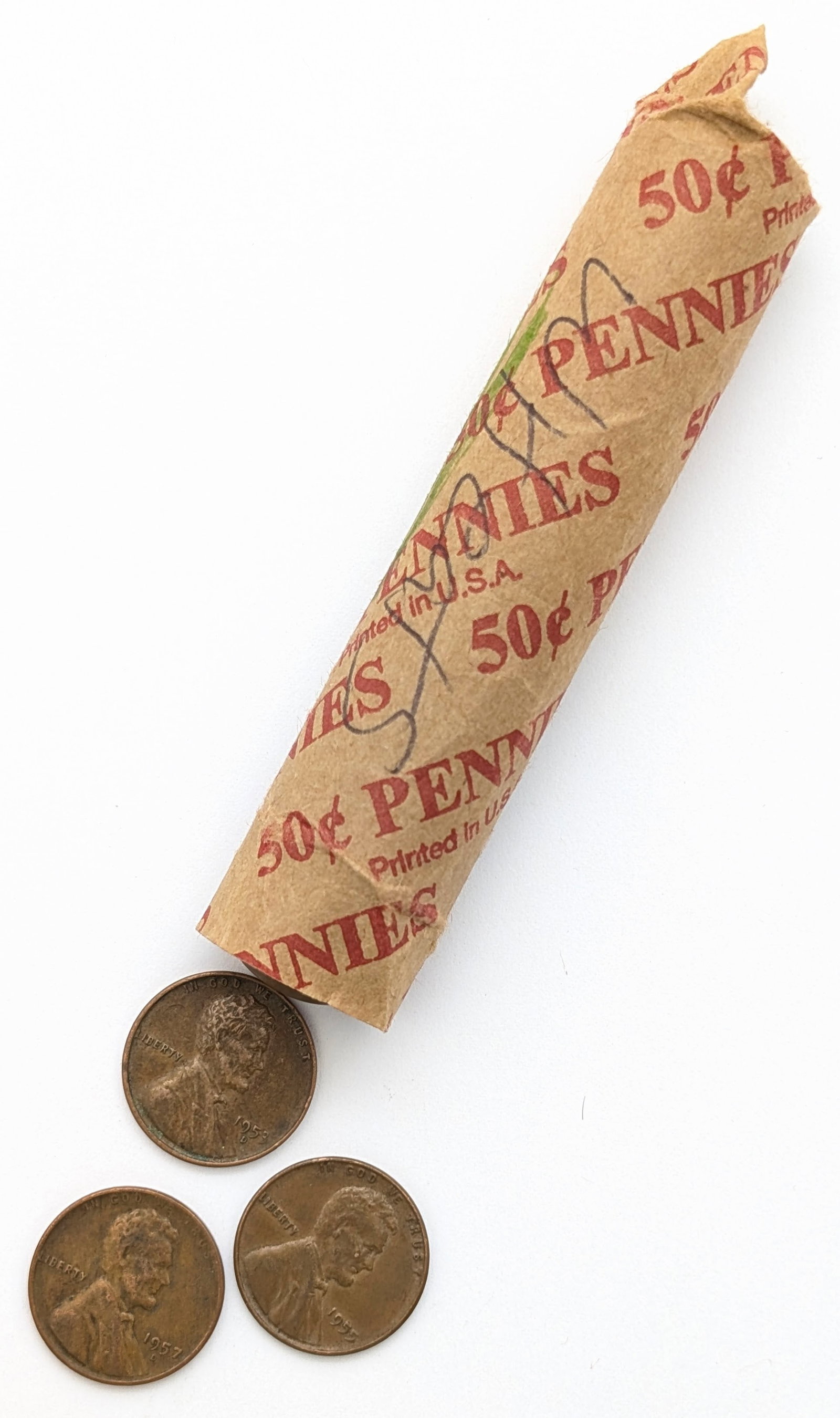 Roll of 50 Wheat Cents - Mixed Dates 1950s: Coin