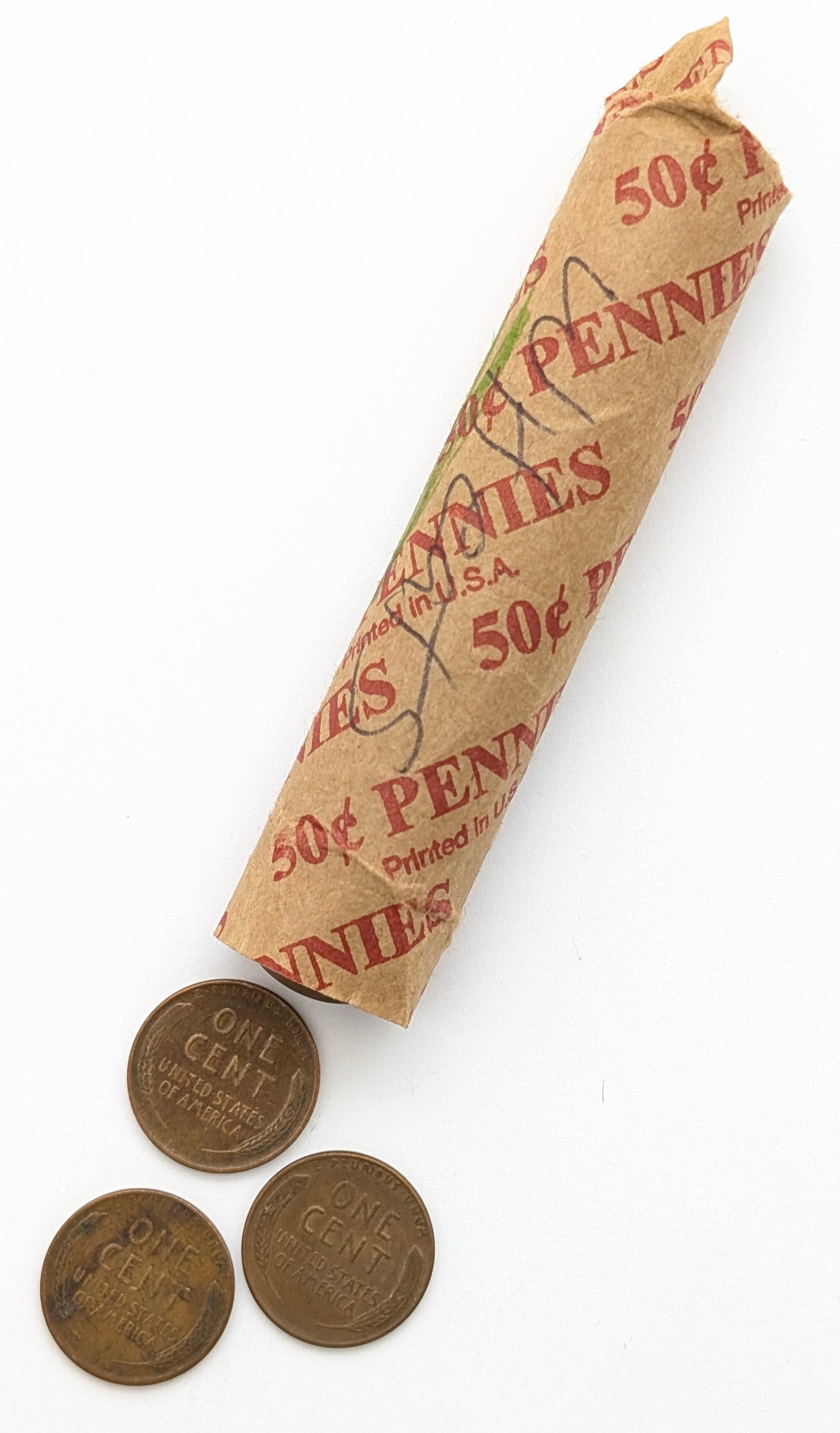 Roll of 50 Wheat Cents - Mixed Dates 1950s - 2
