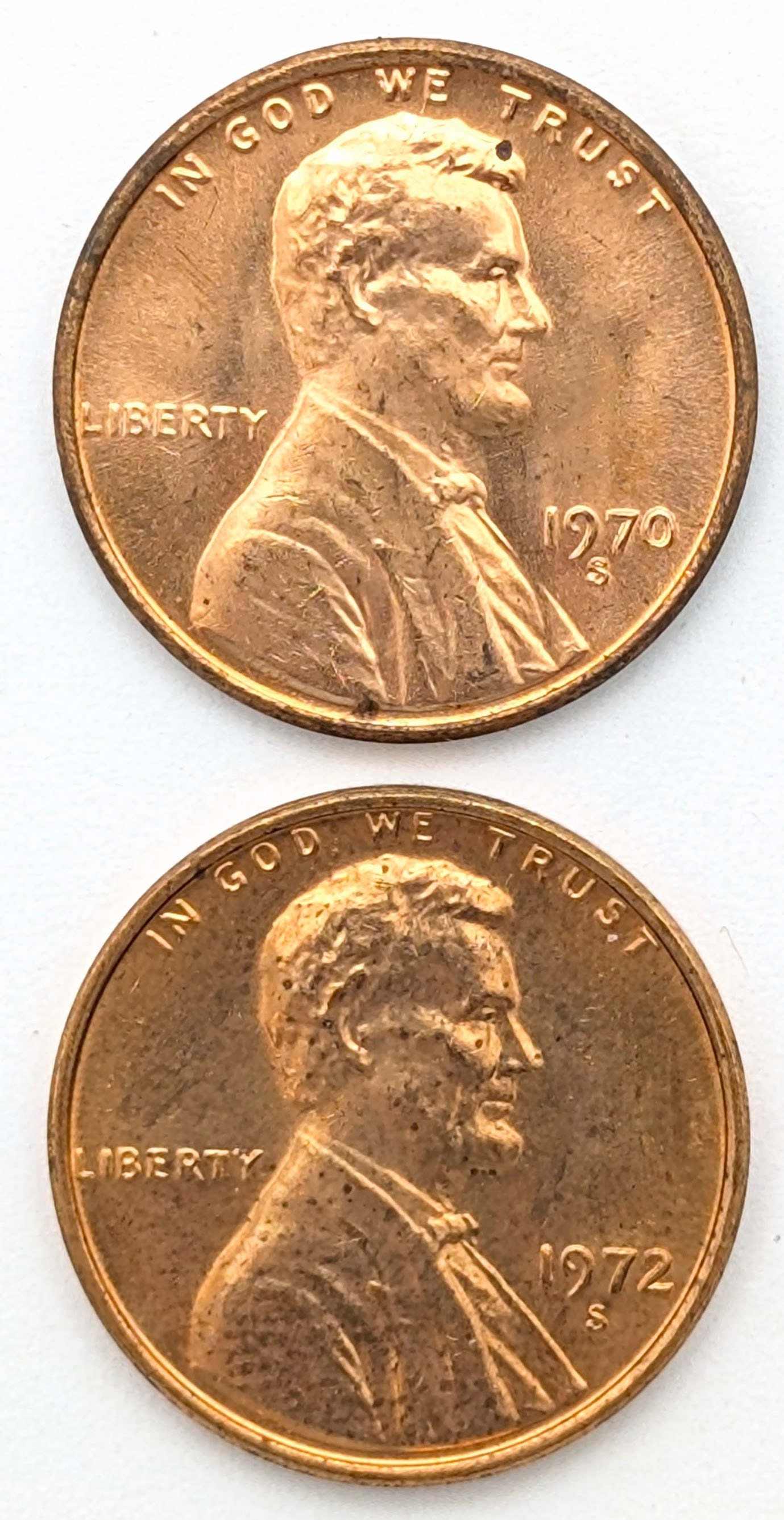 Lot of 2 Tubes of 50 (each) Lincoln Cents - Uncirculated 1970-S & 1972-S - 2
