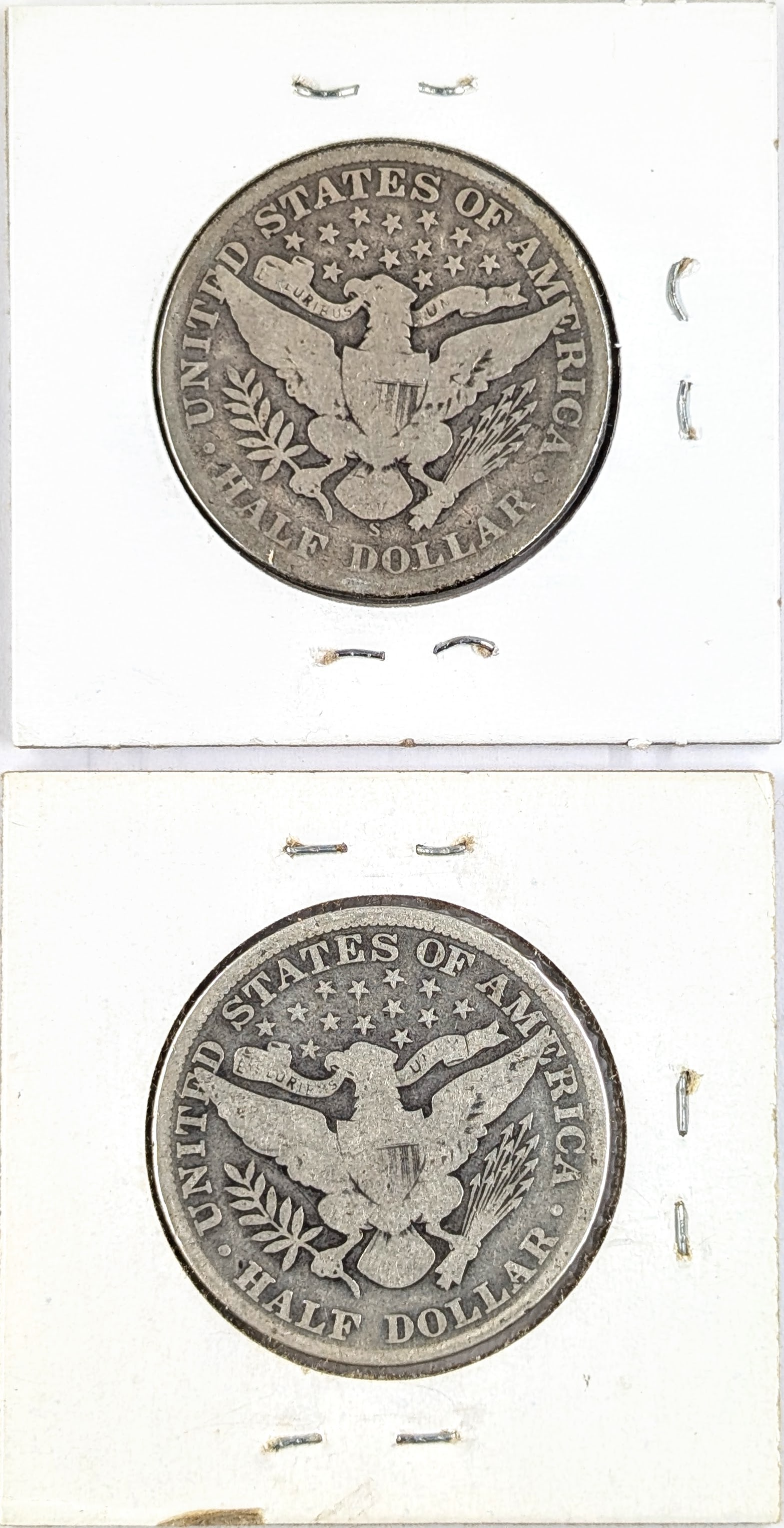 Lot of 2 Silver Barber Half Dollars - 1908 P/S - 2