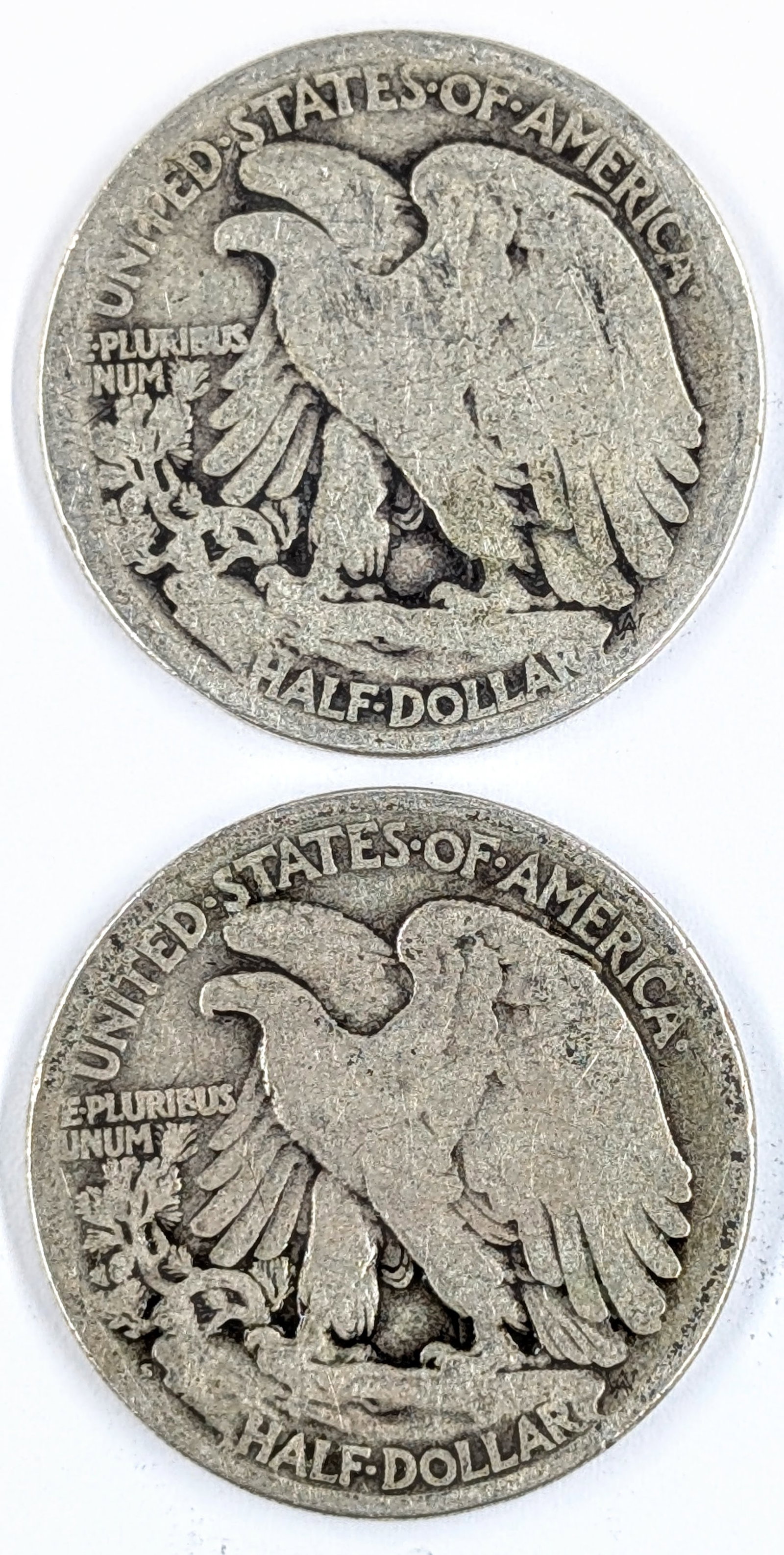 Lot of 2 Silver Walking Liberty Half Dollars - 1917 P/S - 2