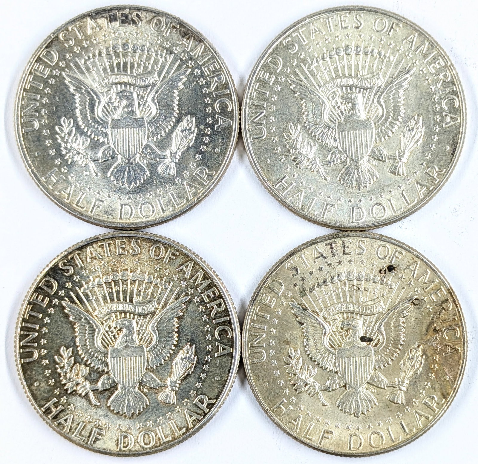 Lot of 4 Silver 1964 John F Kennedy Half Dollars - 2
