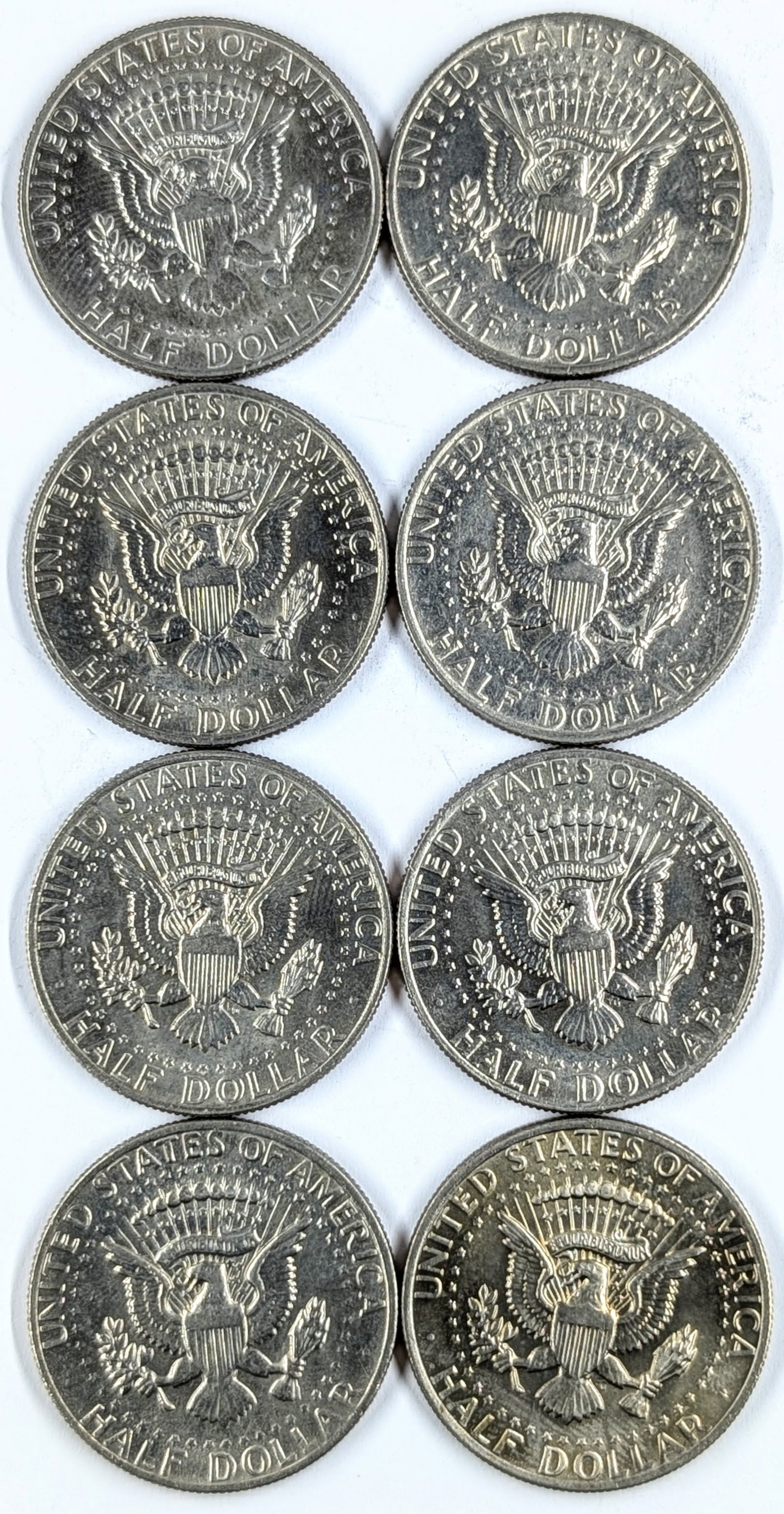Lot of 8 John F Kennedy Half Dollars - All 1977 - 2