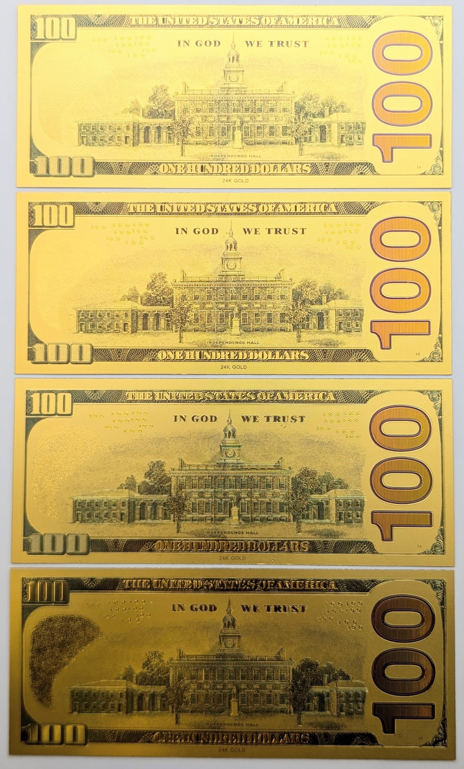 Lot of 4 Star Wars Gold foil $100 design - 2