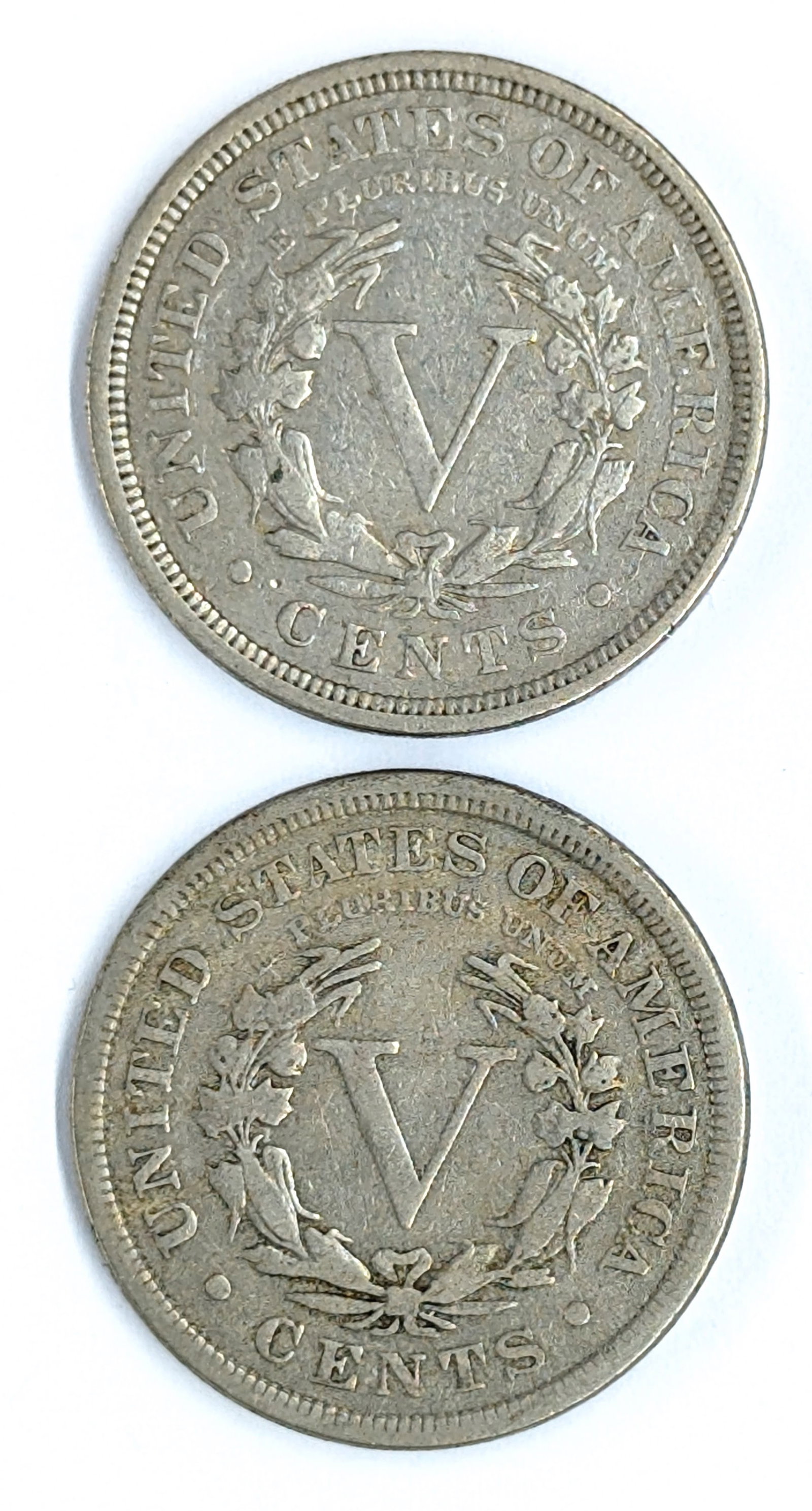 Lot of 2 Liberty V Nickels - 1905, 1906 - 2