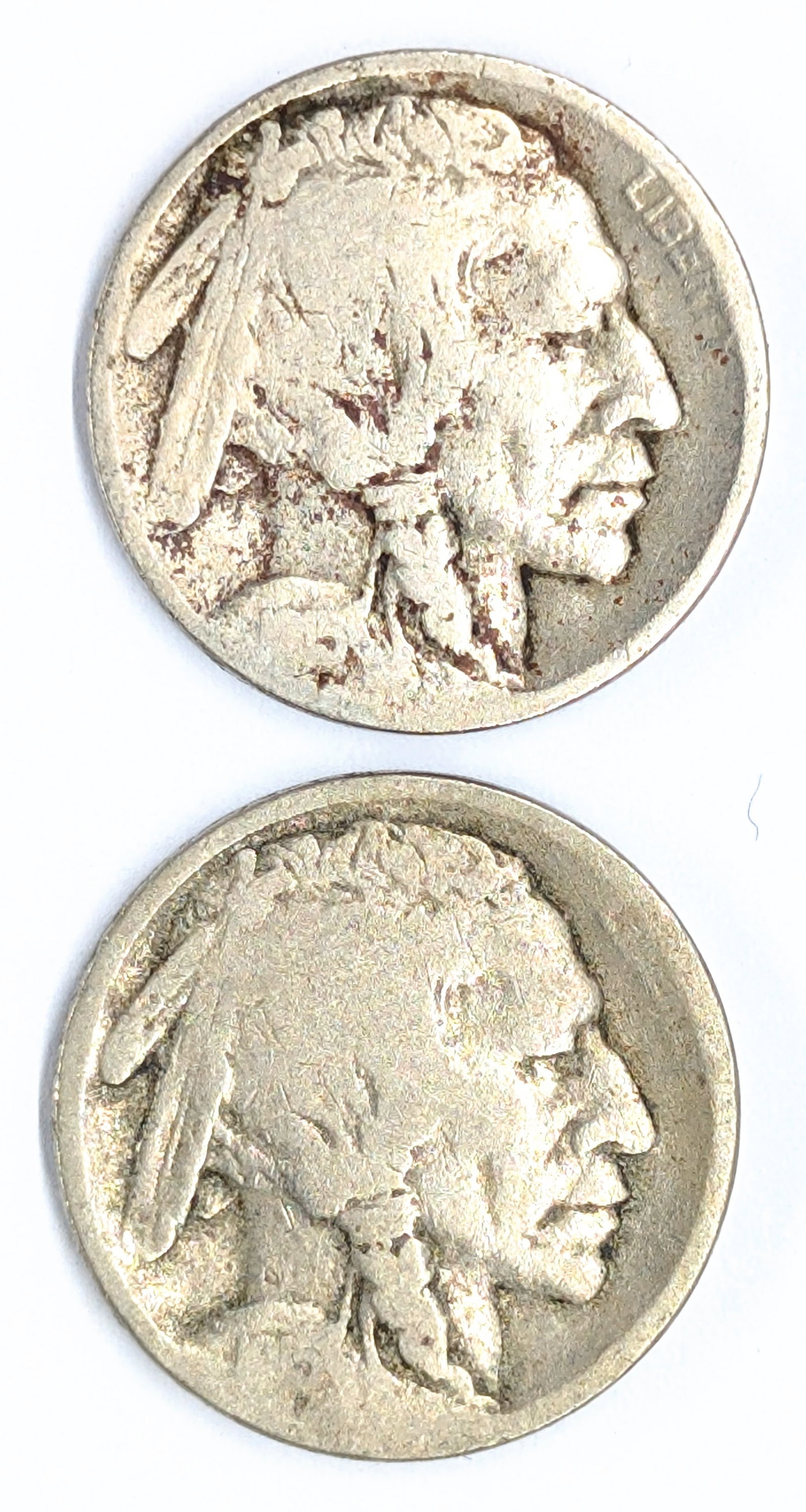 Lot of 2 Buffalo Head Nickels - 1915 D/S - Semi-Key Dates: Coin