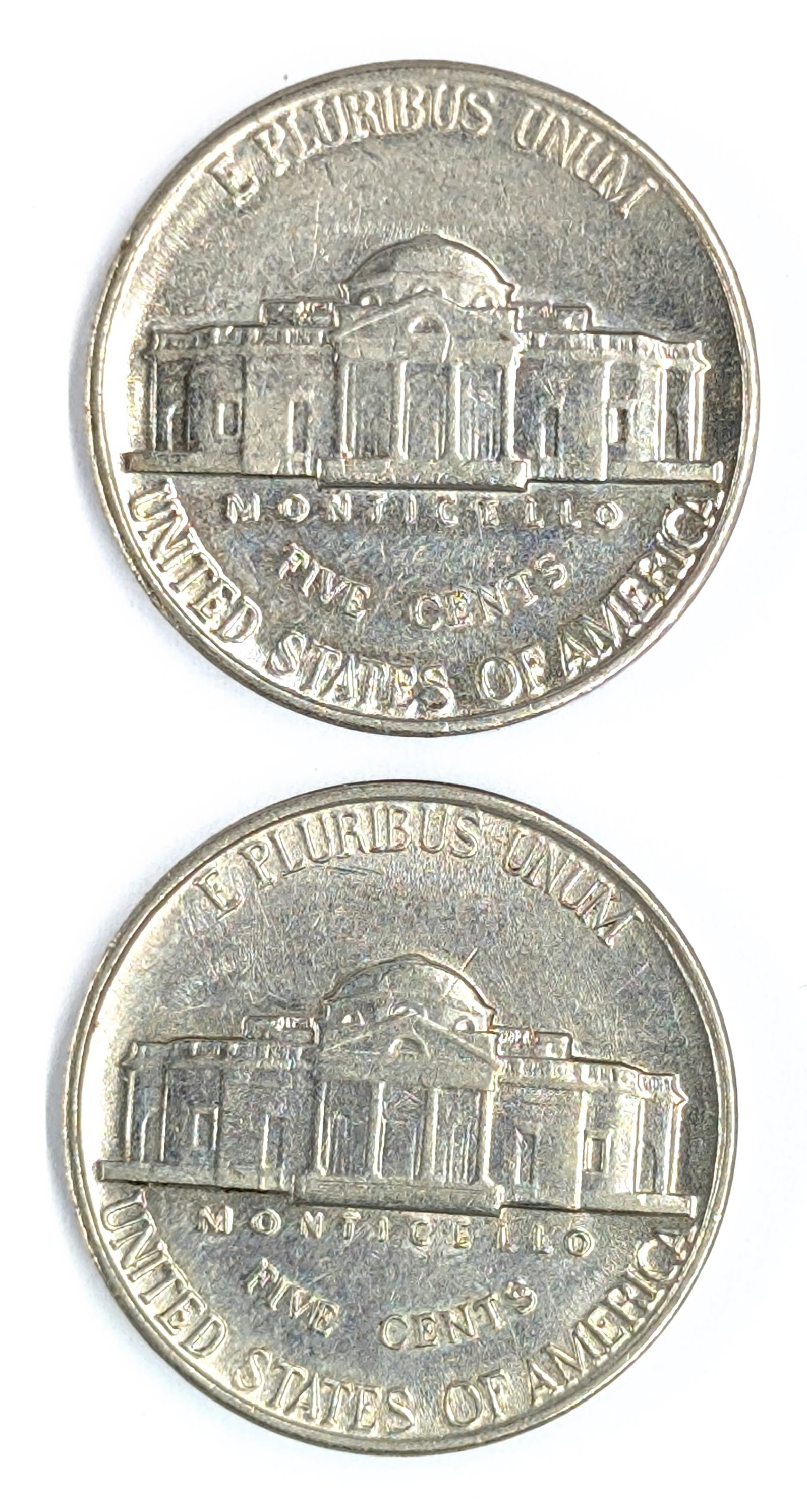 Lot of 2 AU Jefferson Nickels - 1938, 1939 - 2