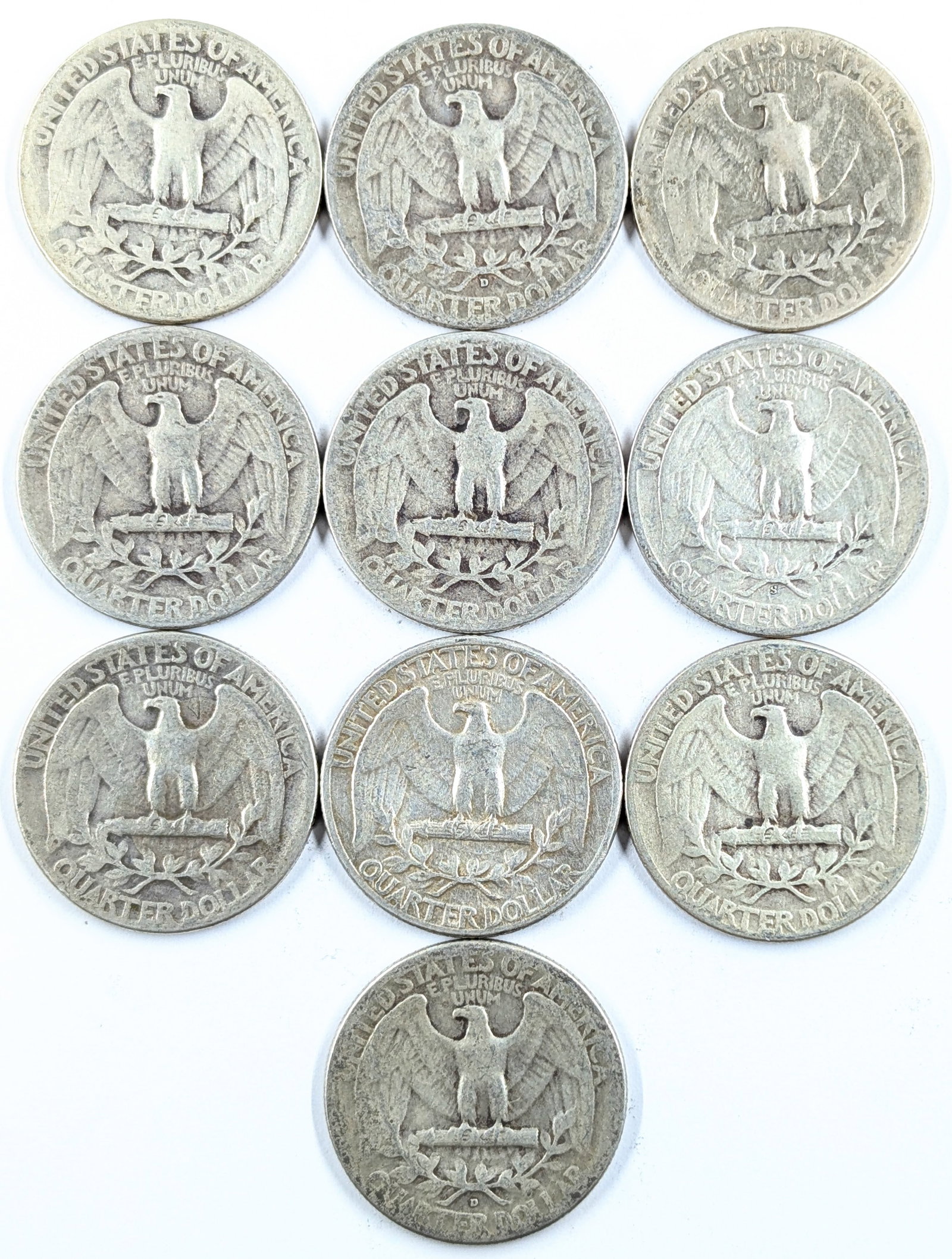 Lot of 10 Silver Washington Quarters - 1940-1948 - 2