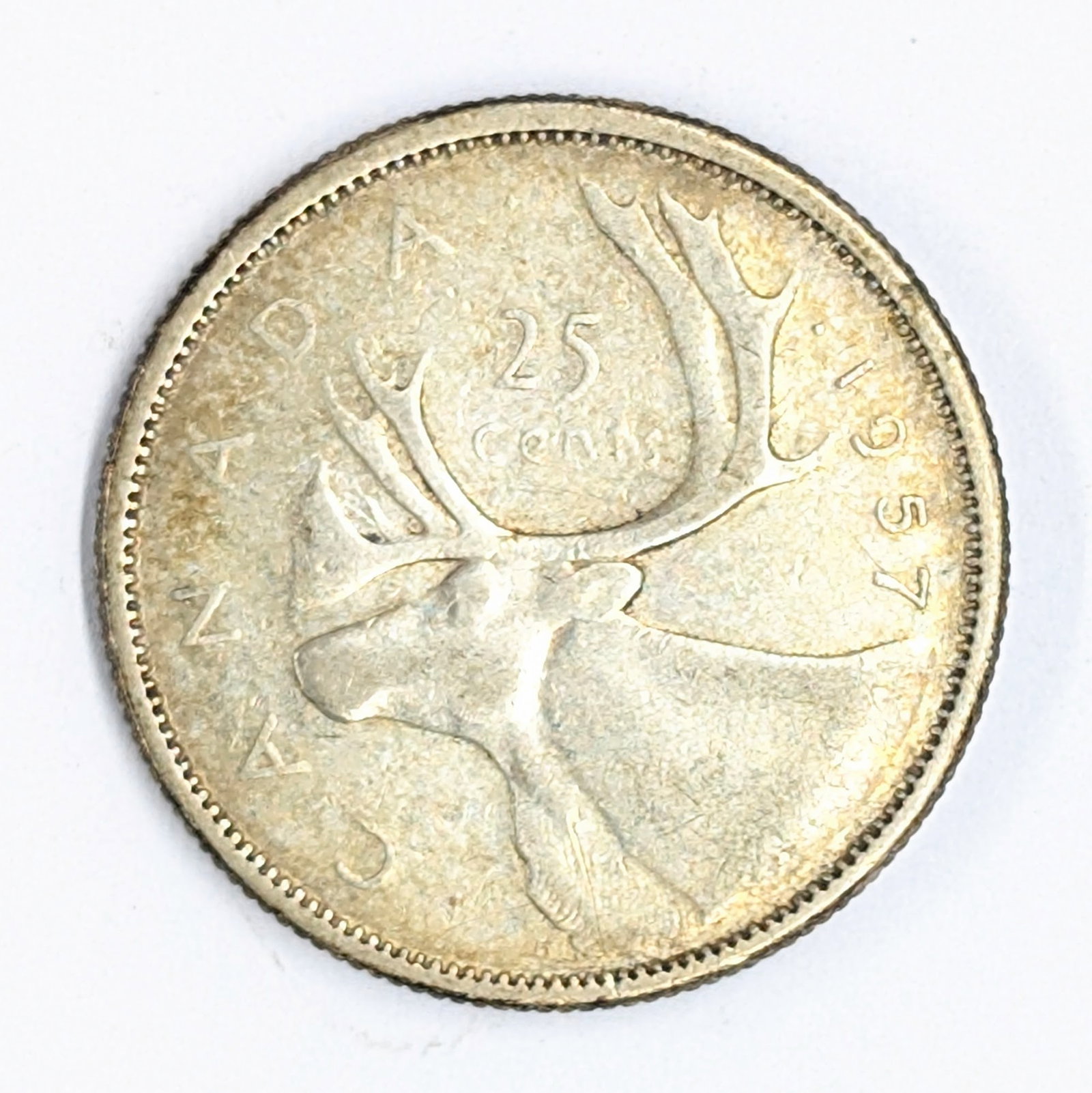 1957 Canadian Silver Quarter - Toned (1 of 2)