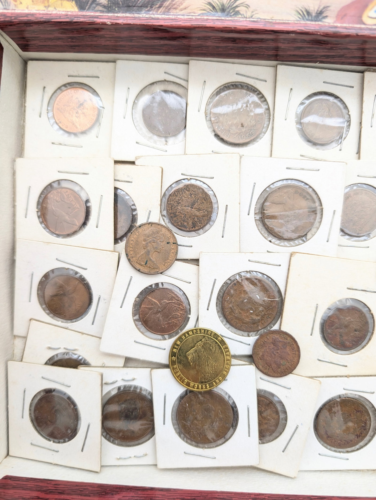 Large Lot of Foreign Coins w/ Box - Most in Flips - 2
