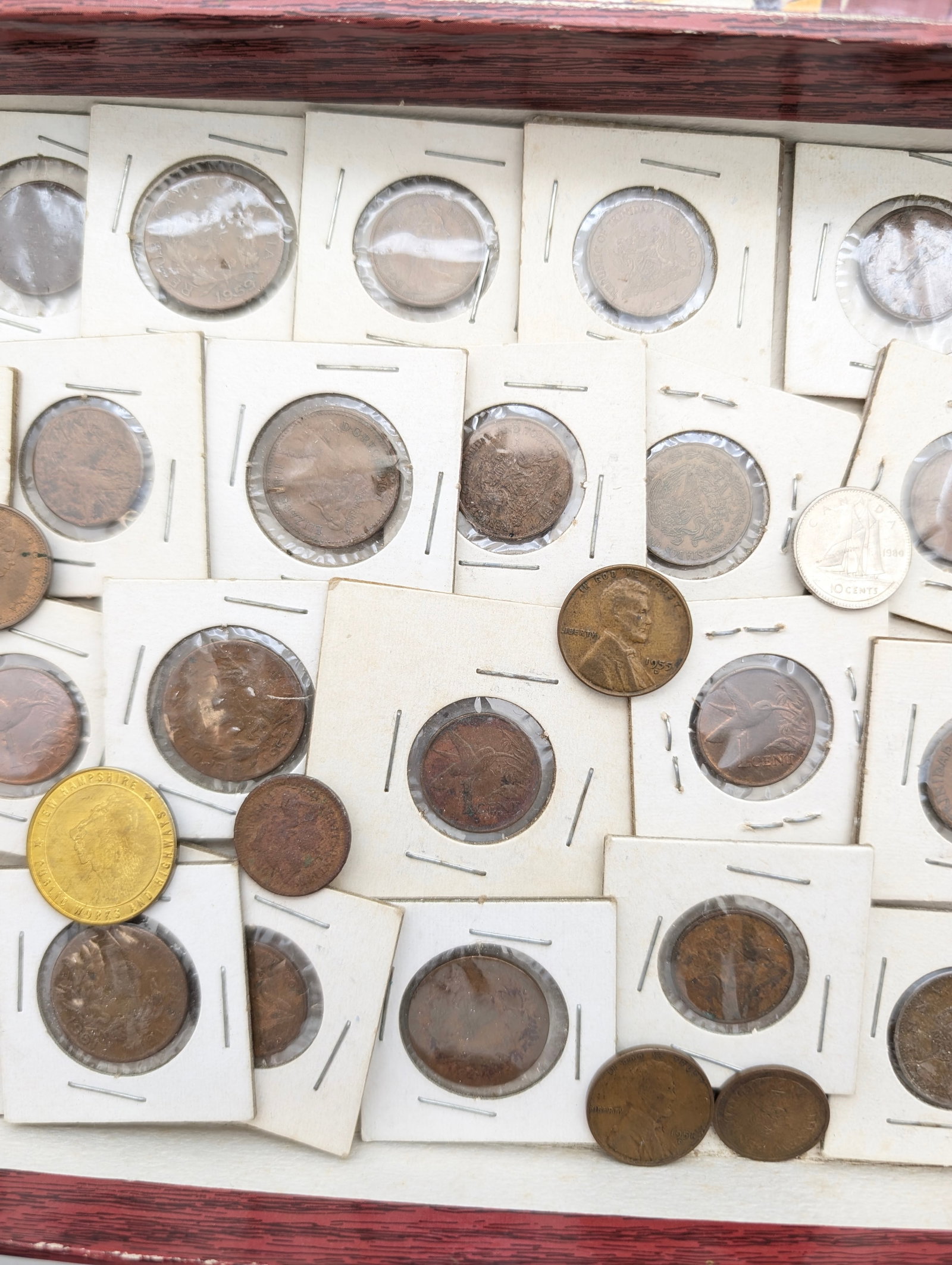 Large Lot of Foreign Coins w/ Box - Most in Flips - 3