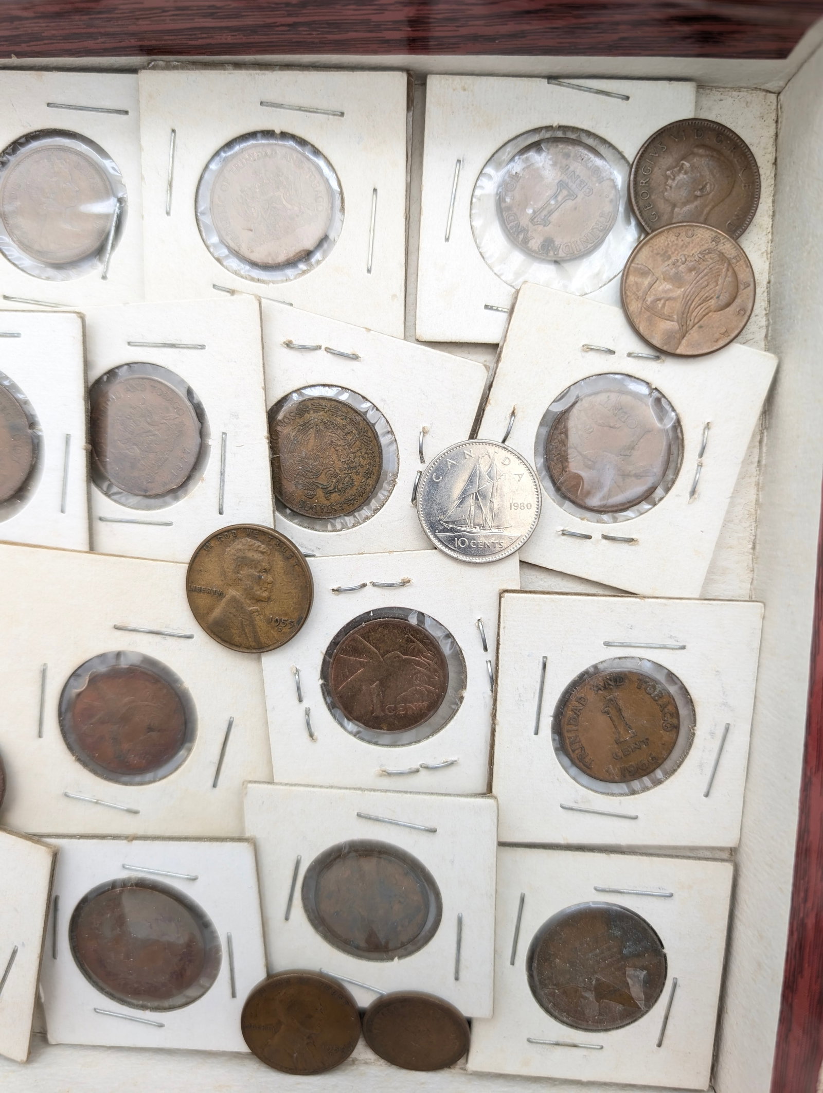 Large Lot of Foreign Coins w/ Box - Most in Flips - 4