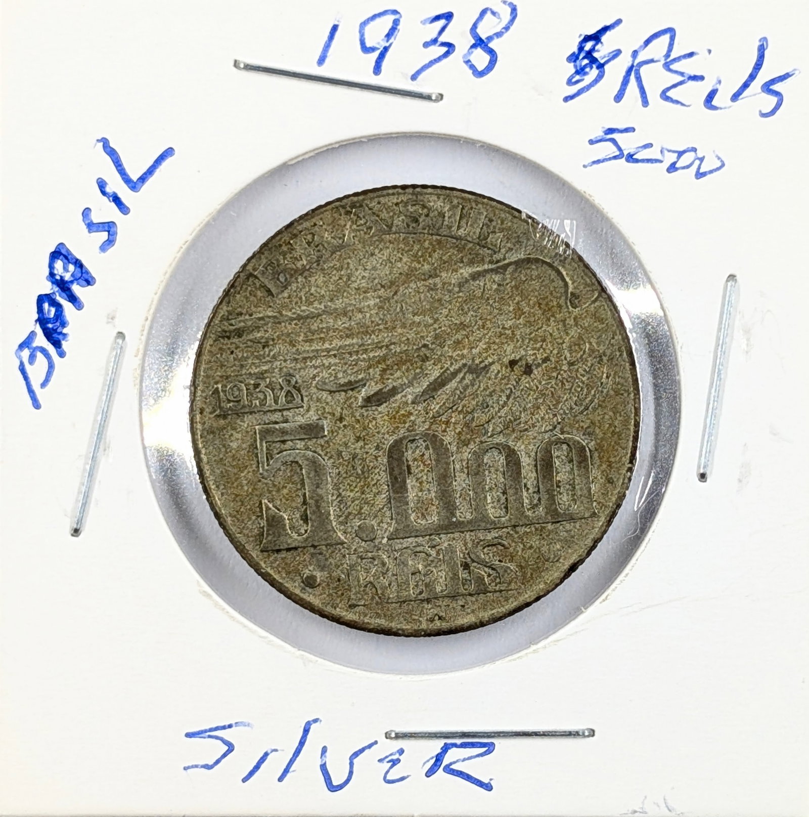 1938 Silver Brazilian 5000 Reis (1 of 2)