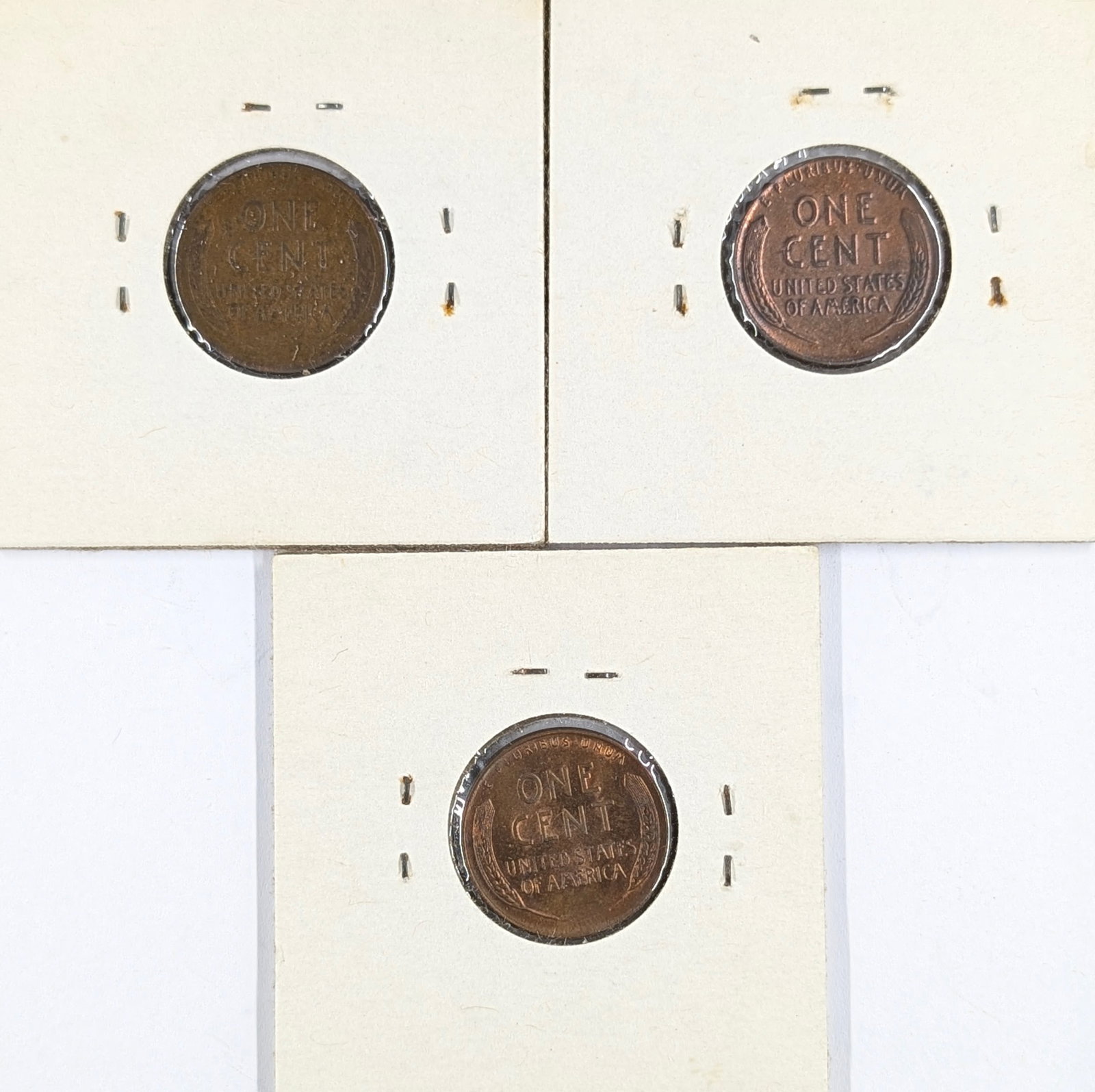 Lot of 3 Wheat Cents - 1949 P/D/S - 2