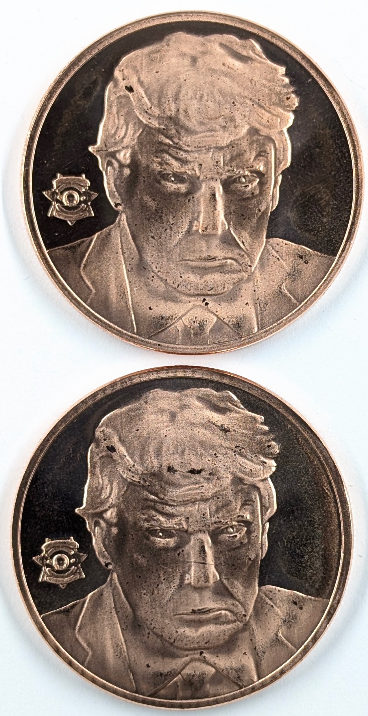 Lot of 2 Donald Trump 1 Ounce (each) Fine .999 Copper Rounds: Copper