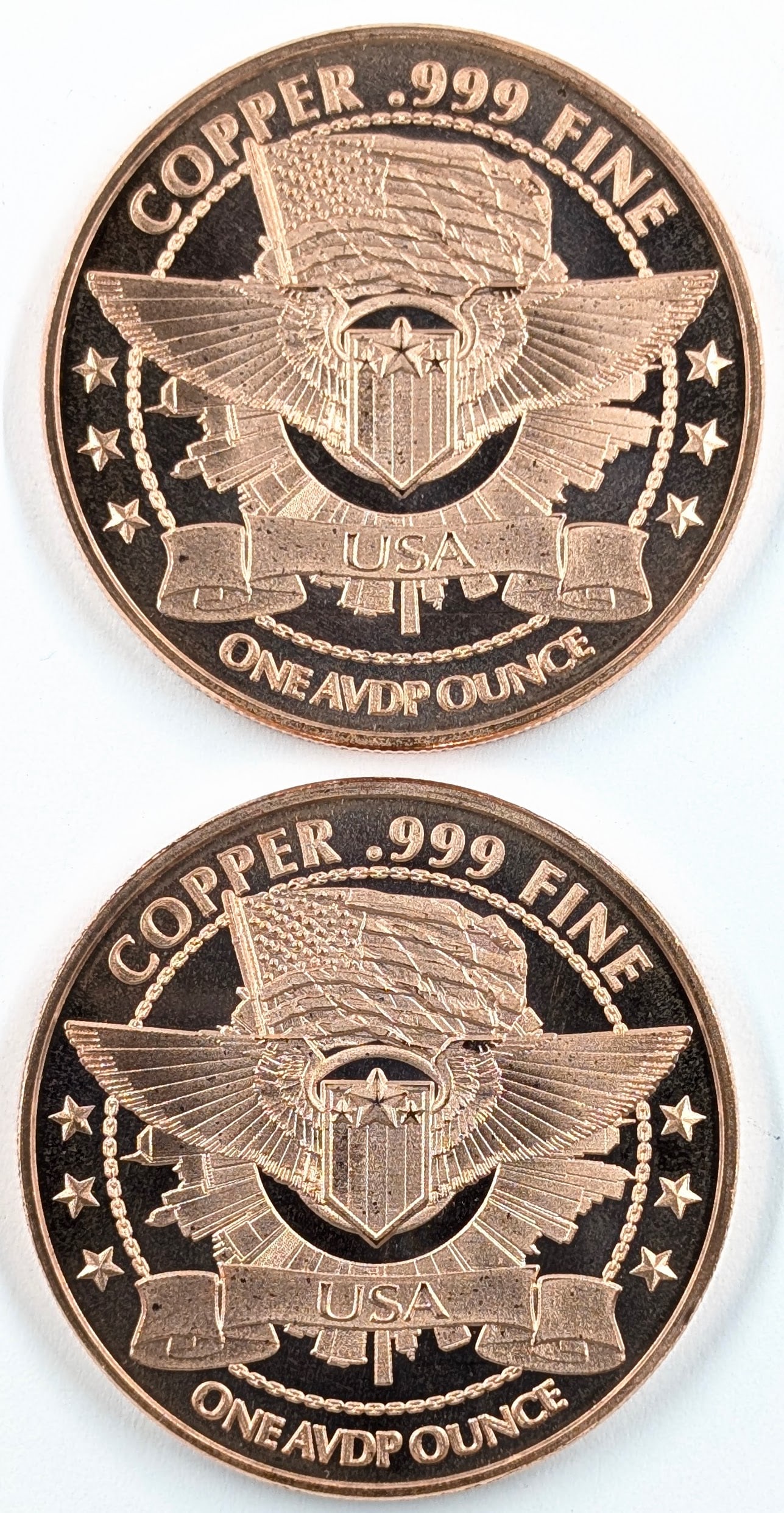 Lot of 2 Donald Trump 1 Ounce (each) Fine .999 Copper Rounds - 2