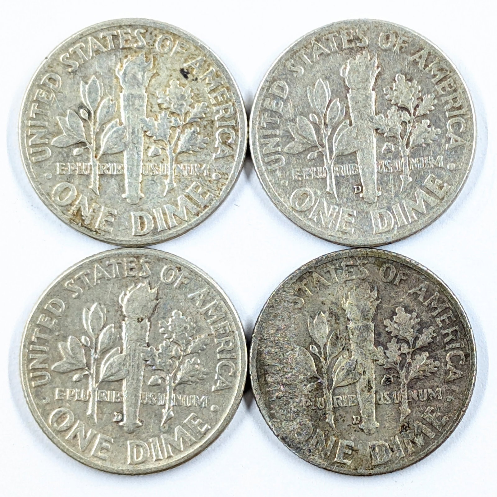 Lot of 4 Silver Roosevelt Dimes - 1951-1957 - 2