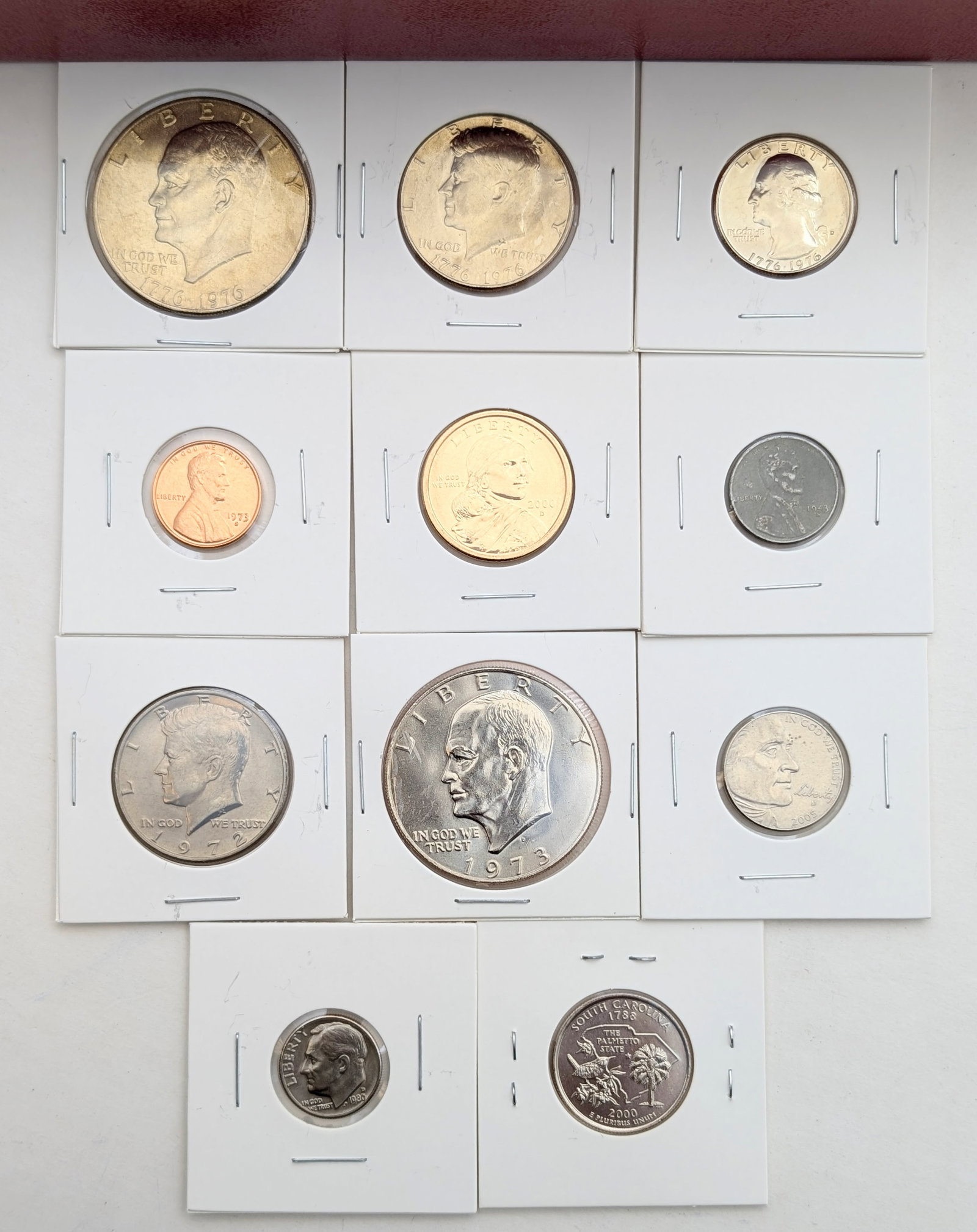 Large Lot of 75+ Flipped US Coins - Ikes, JFKs, State Quarters, etc. - 2