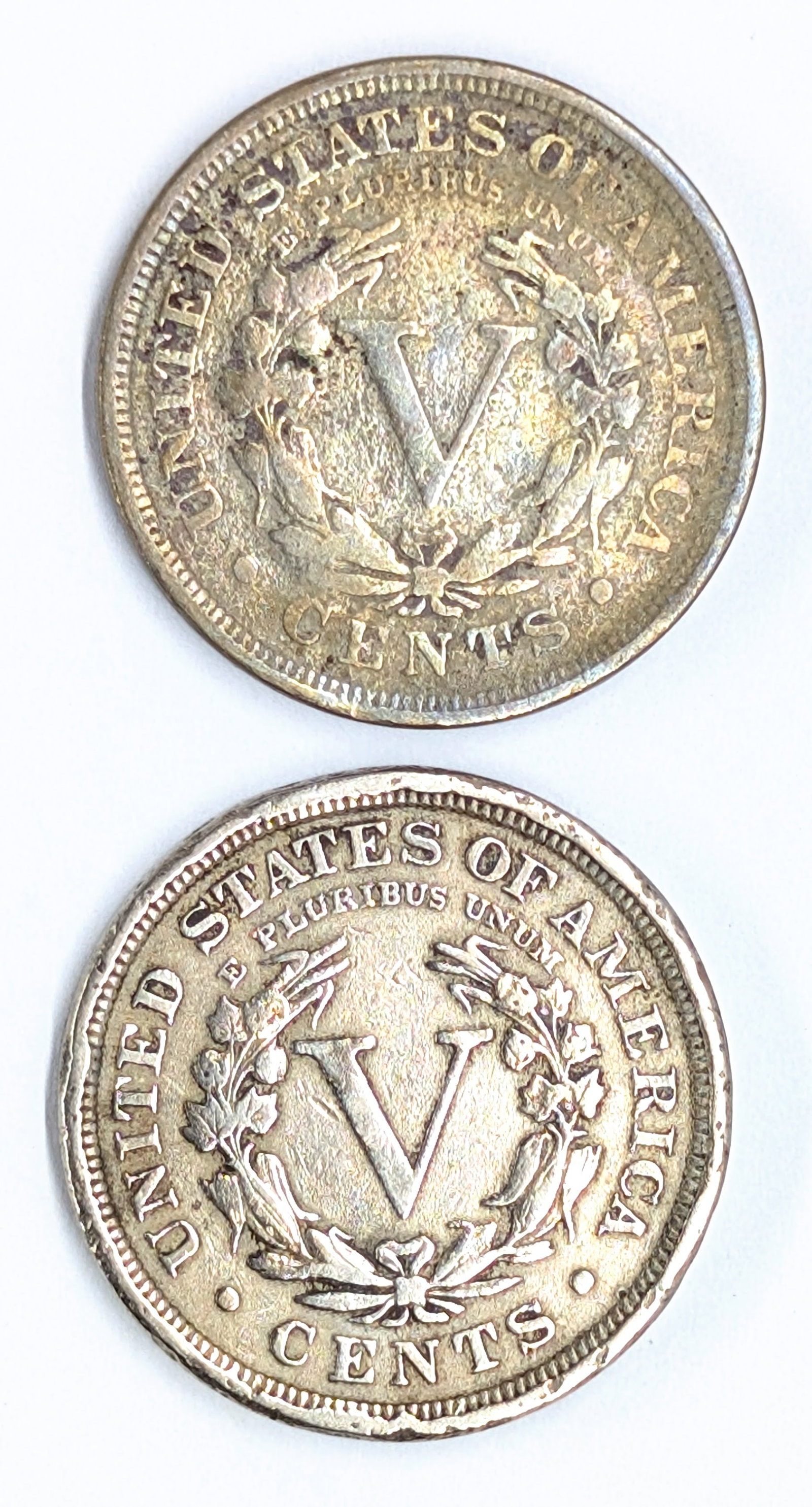 Lot of 2 Liberty V Nickels - 1908, 1909 - 2
