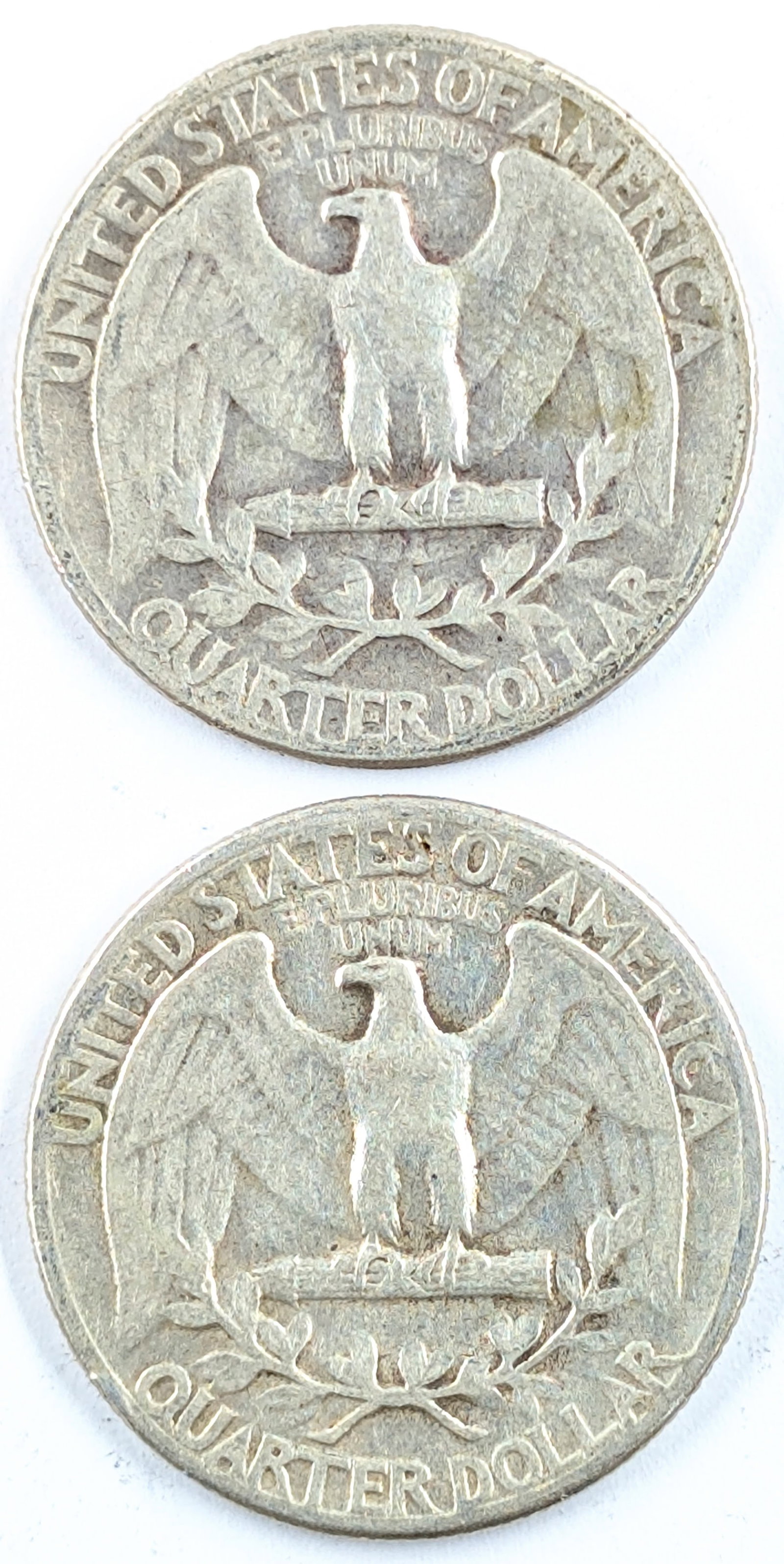 Lot of 2 Silver Washington Quarters - 1943, 1945 - 2