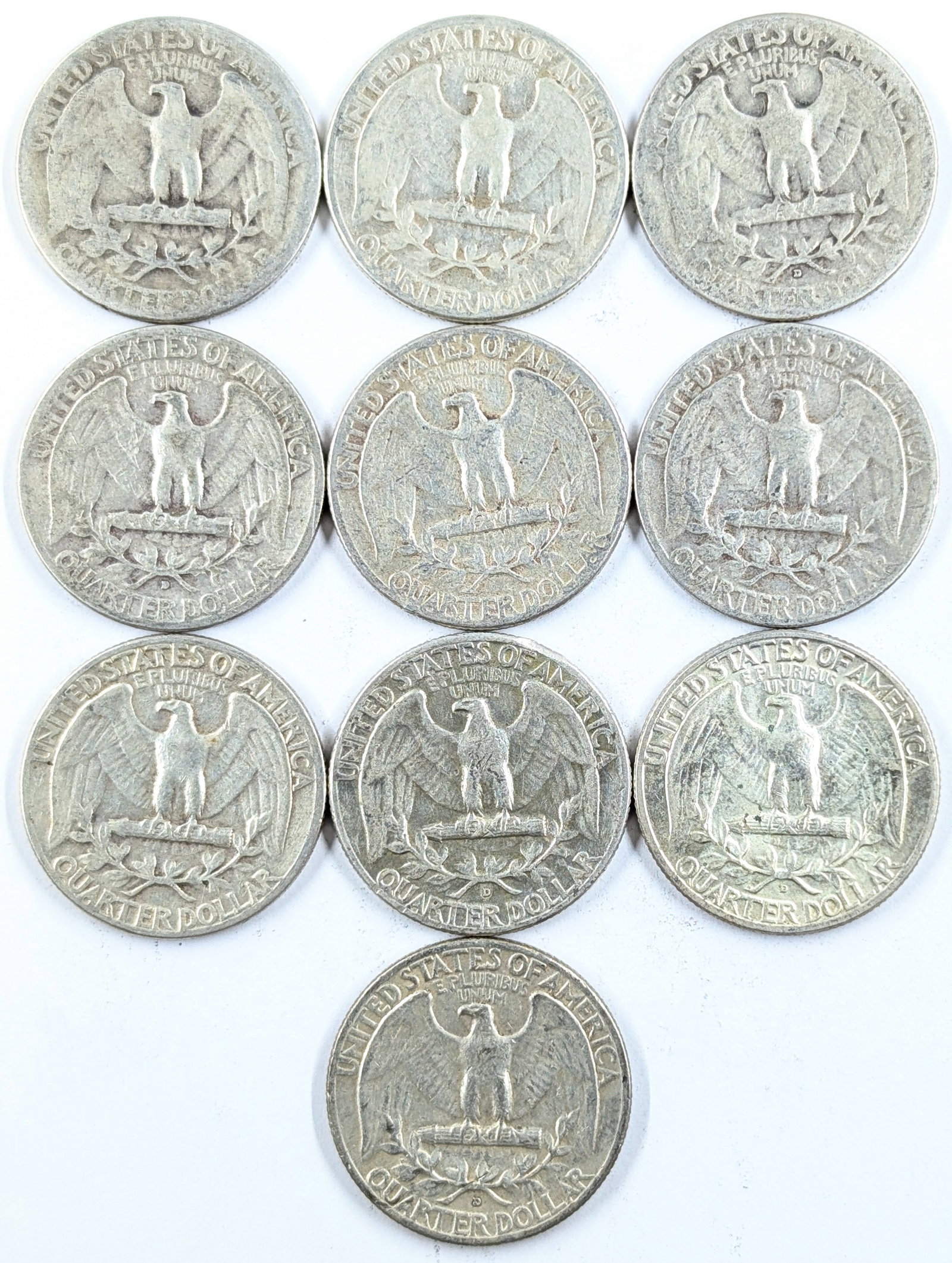 Lot of 10 Silver Washington Quarters - 1943-1959 - 2