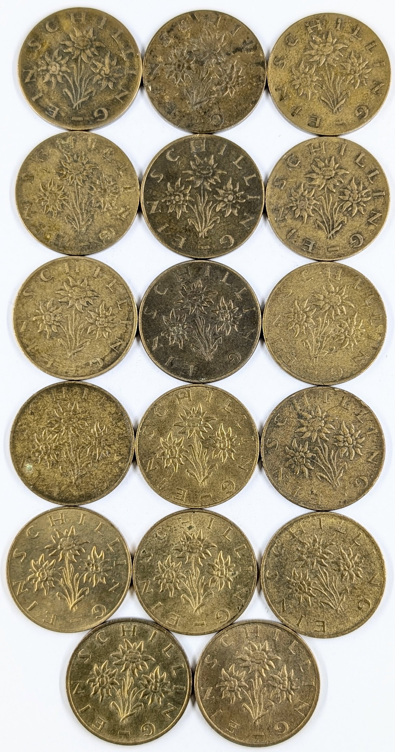 Lot of 17 Austria 1 Schilling Coins - 1961-1993 - 2