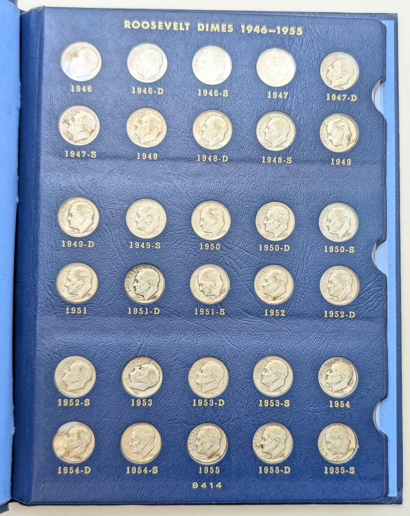Whitman Roosevelt Dime 1946-1972 Book w/ 60 Dimes - 48 are Silver Dimes! - 2