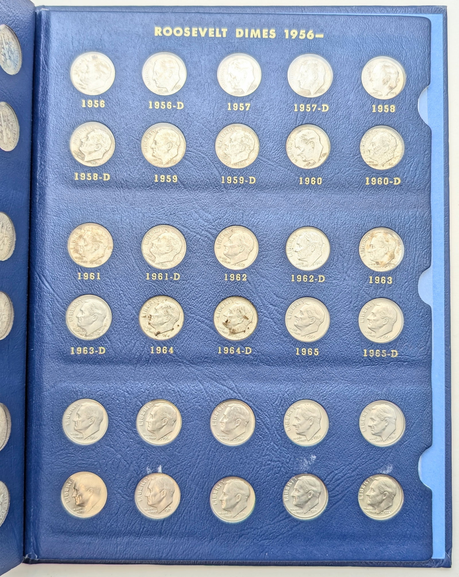 Whitman Roosevelt Dime 1946-1972 Book w/ 60 Dimes - 48 are Silver Dimes! - 3