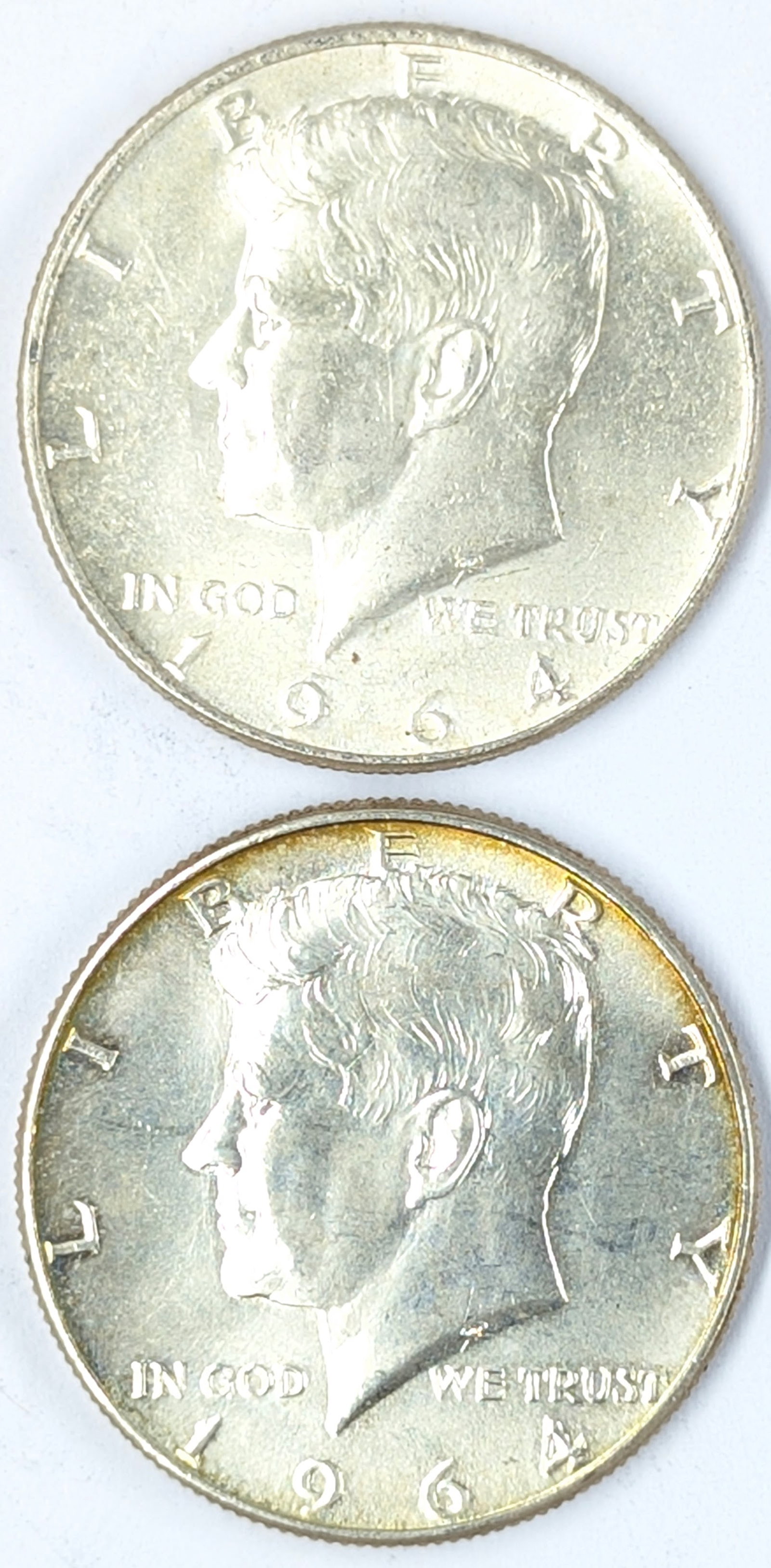 Lot of 2 Silver 1964 John F Kennedy Half Dollars: Silver