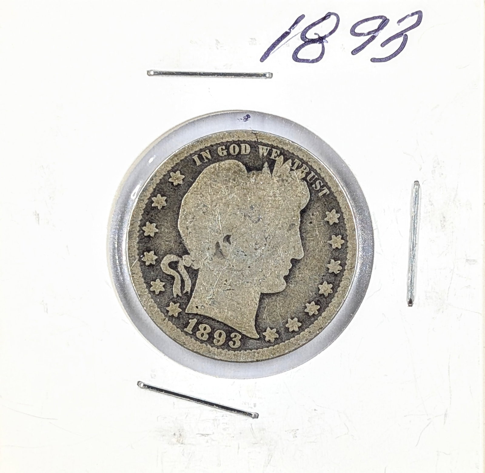1893 Silver Barber Quarter (1 of 2)