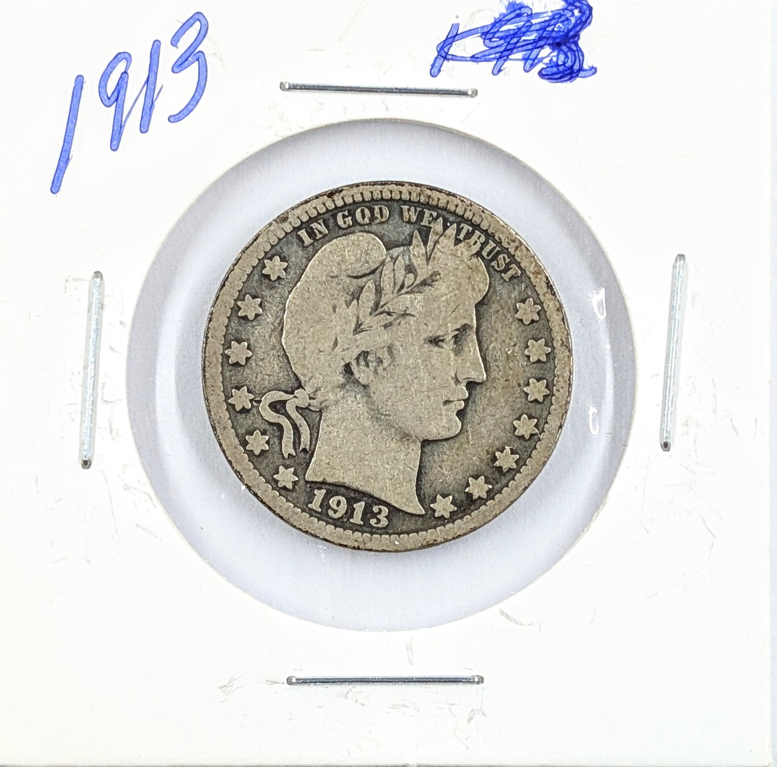 1913 Silver Barber Quarter - Semi-Key Date: Silver
