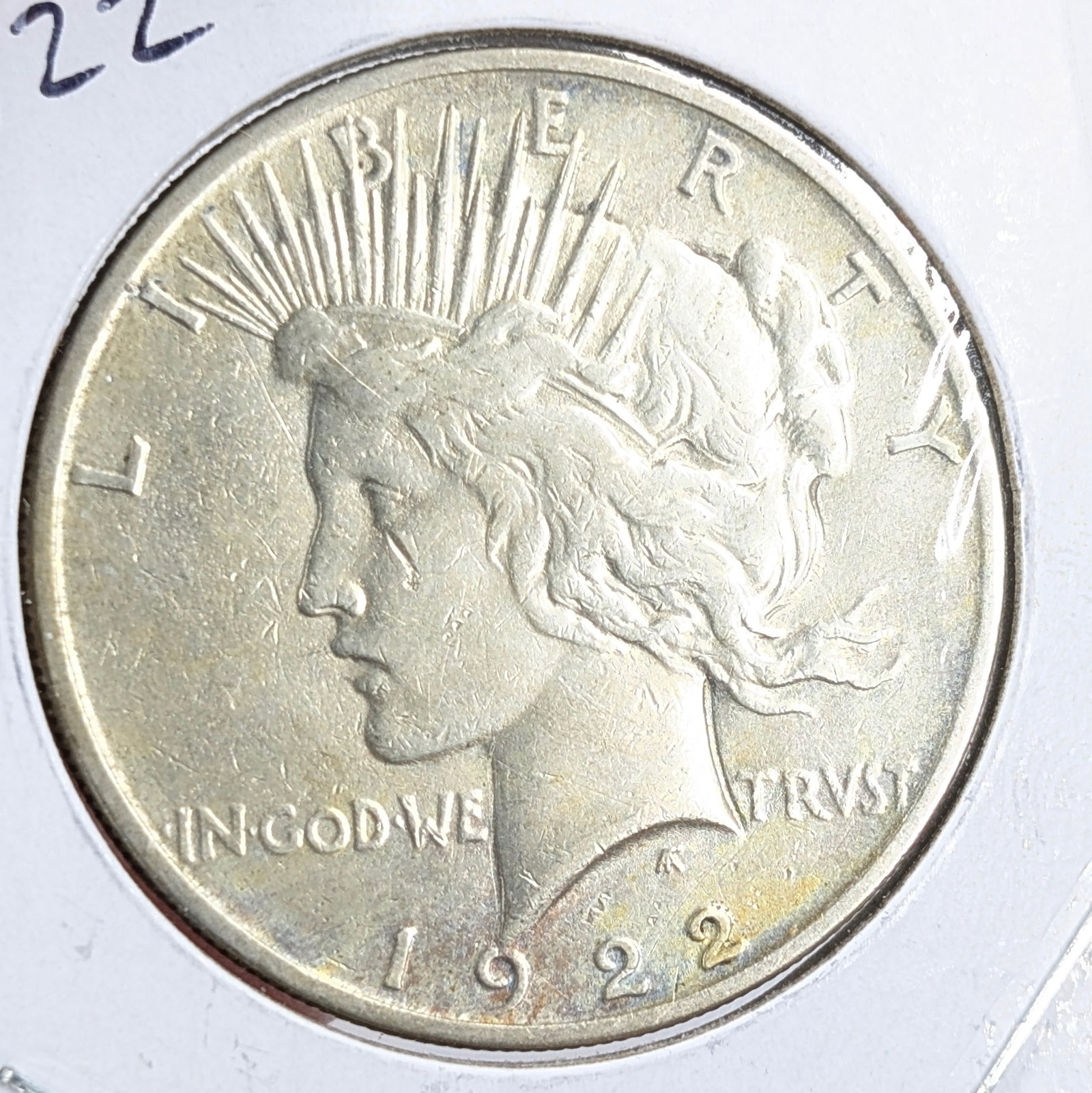 1922 Silver Peace Dollar - Toned: Silver