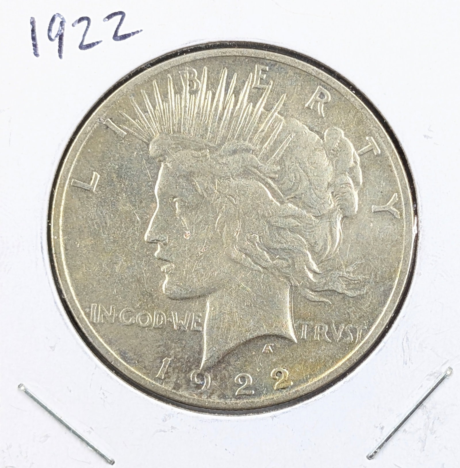 1922 Silver Peace Dollar - Toned - 3
