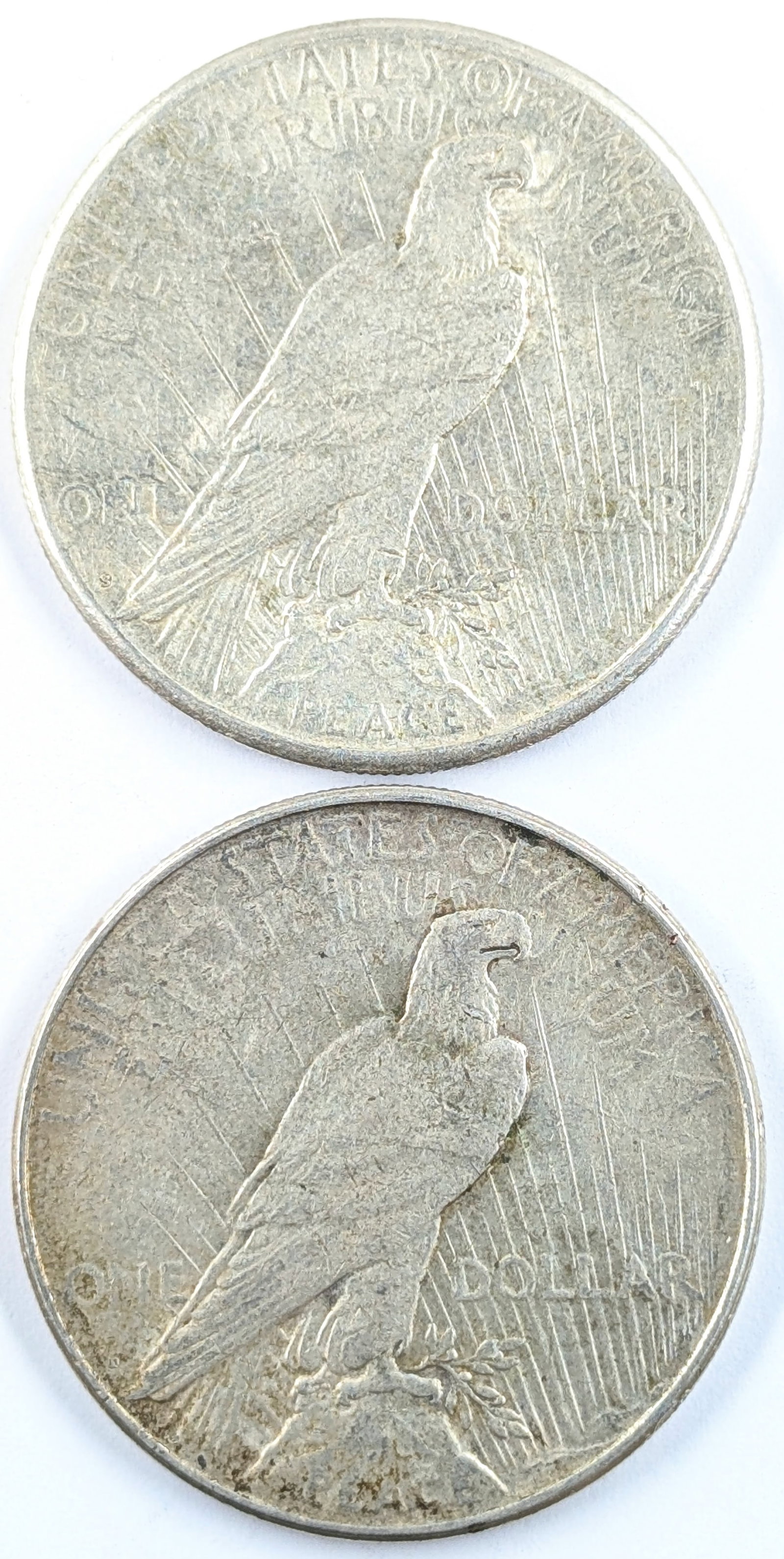 Lot of 2 Silver Peace Dollars - 1922-S, 1923-D - 2
