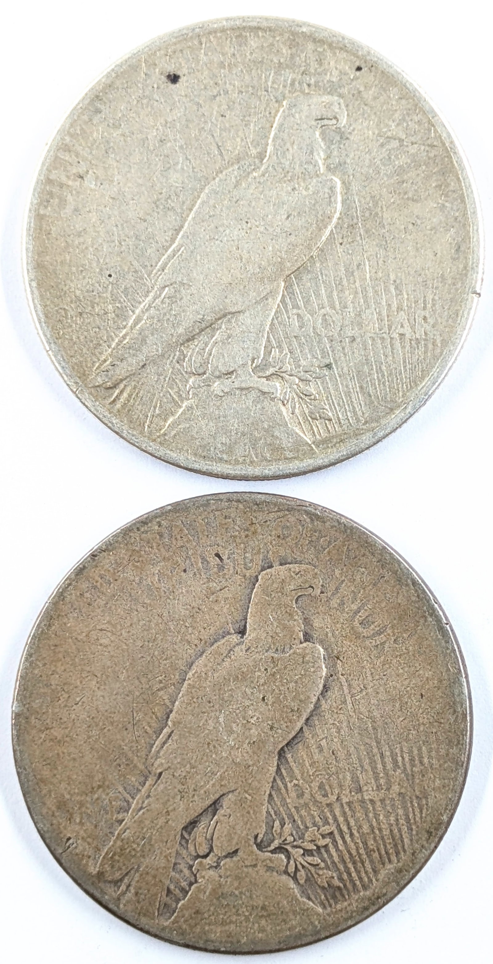 Lot of 2 Silver Peace Dollars - 1925, 1926 - 2