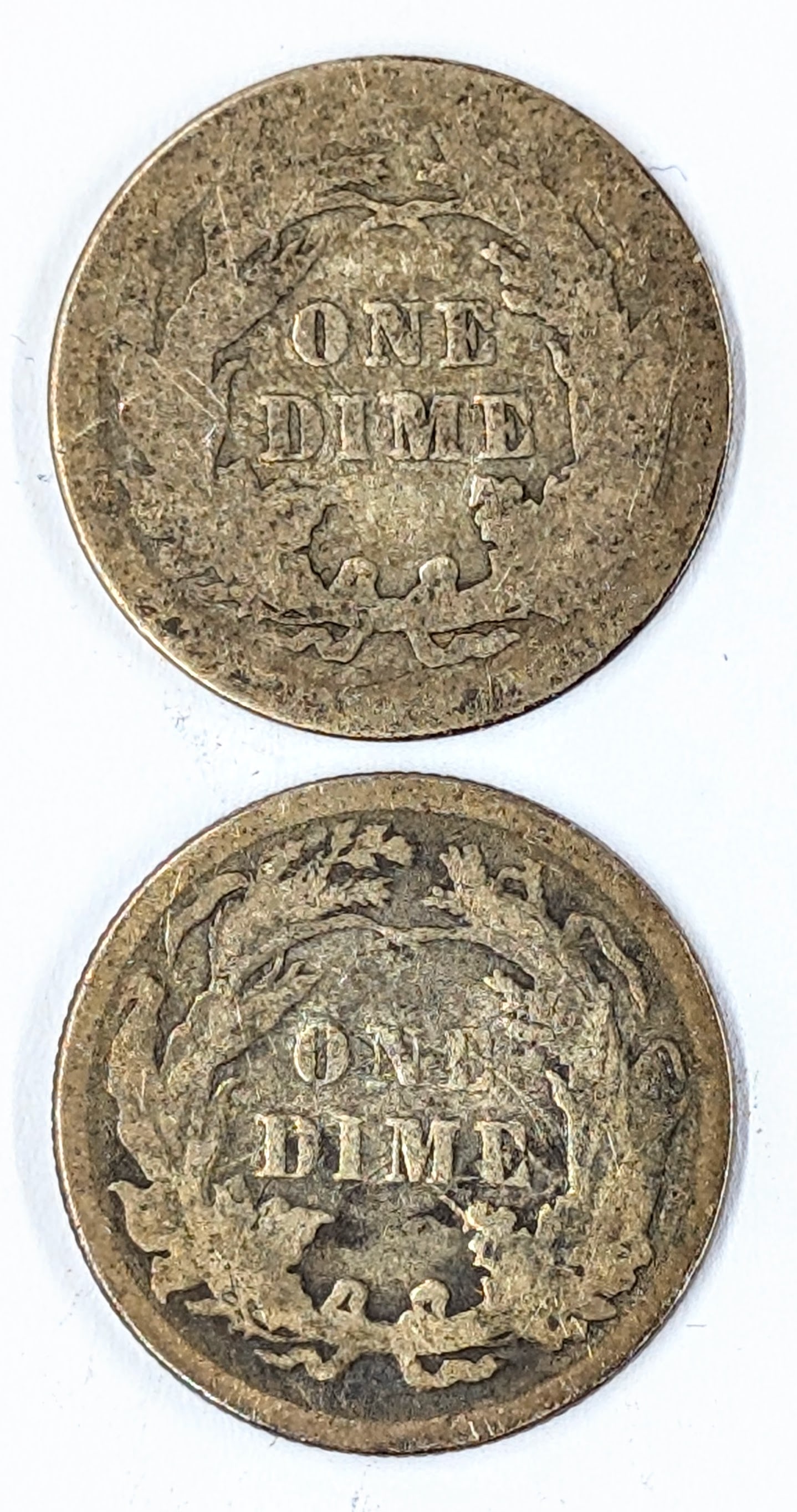 Lot of 2 Silver Seated Liberty Dimes - 1889, 1891 - 2