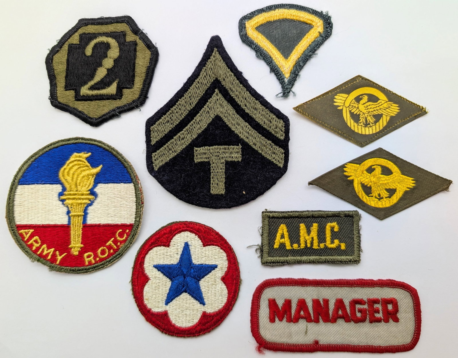 Lot of 9 Vintage Military Themed Patches: Patches
