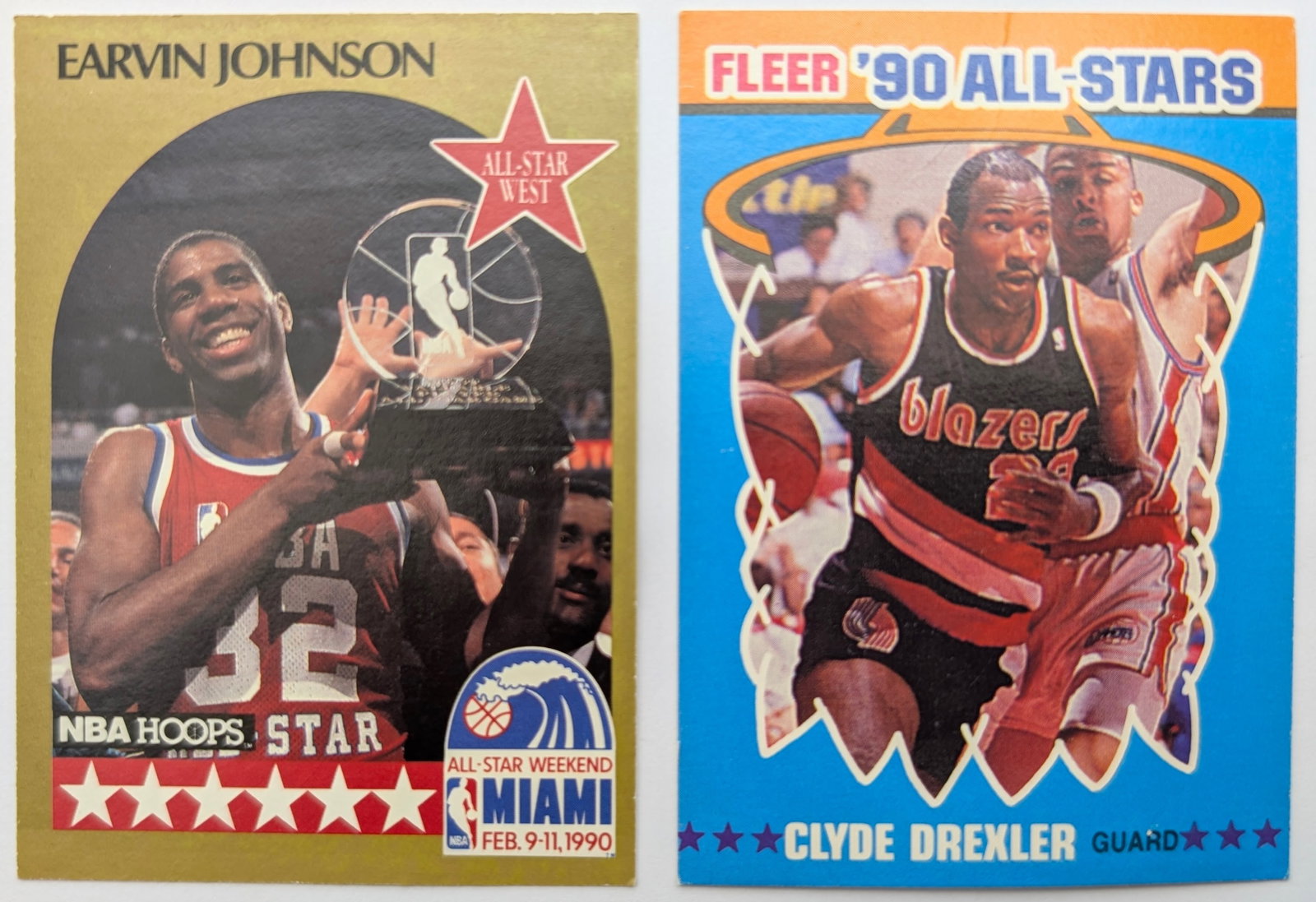 Lot of 6 NBA Trading Cards-Earvin Johnson, Tom Chamber, Clyde Drexler, Larry Bird - 5