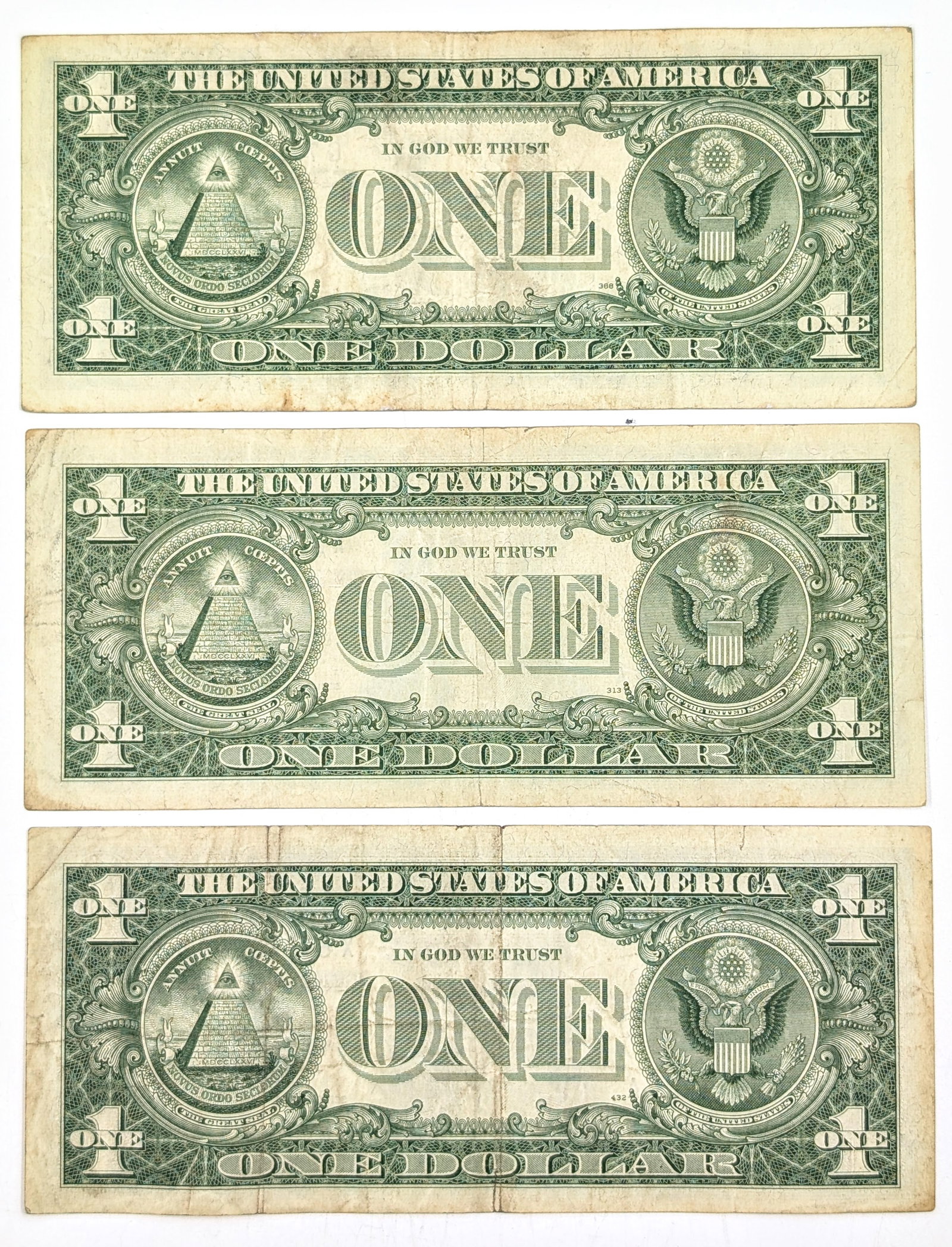 Lot of 3 - 1957 A/B $1 Notes - Silver Certificates - 2