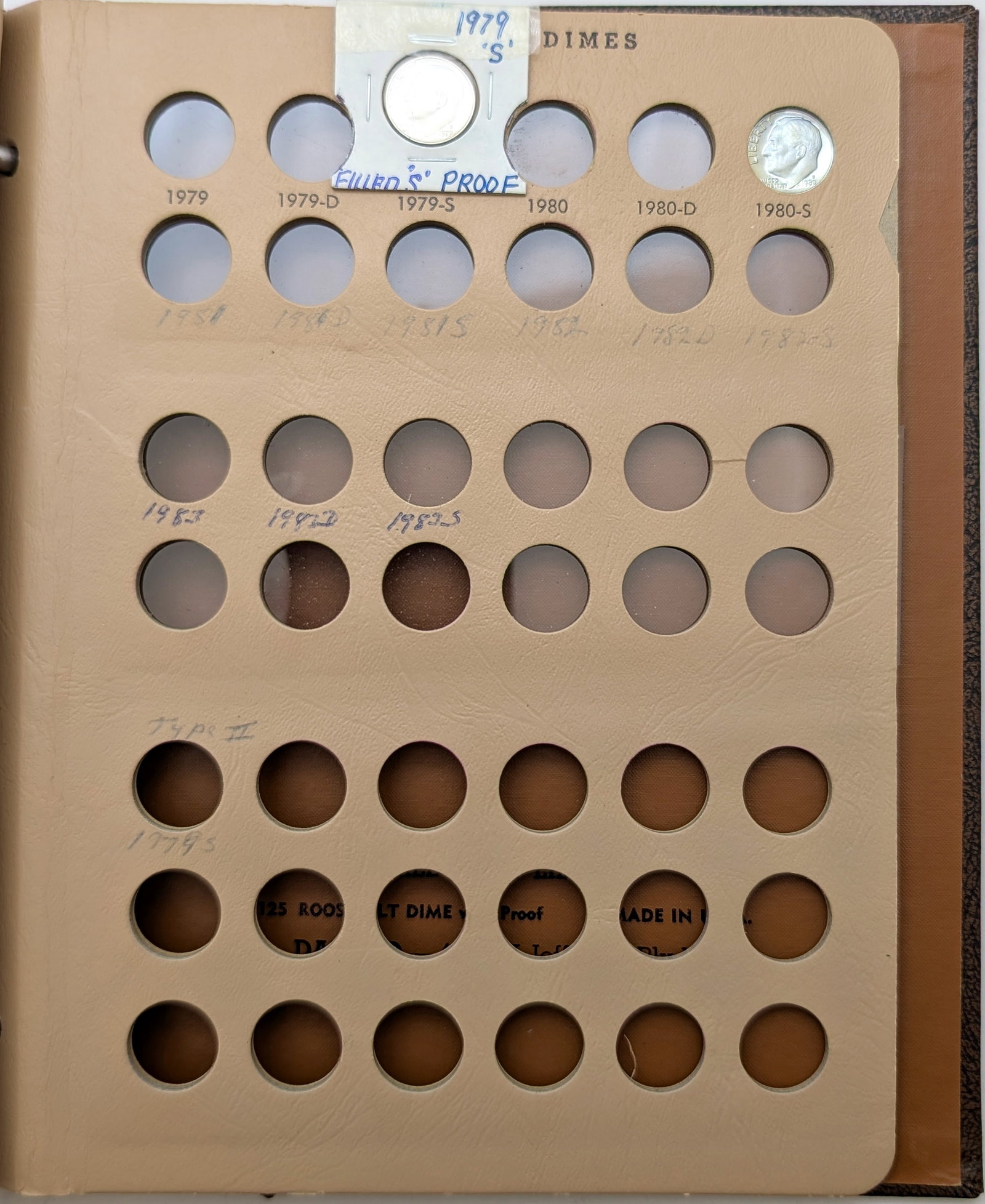 Dansco Roosevelt Dimes 1946-1980 Book w/ 44 Dimes - 7 Silver Dimes, Mostly Proofs - 4