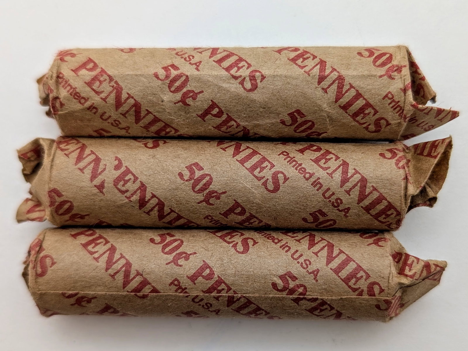 Lot of 3 Rolls of 50 (each) Wheat Cents - Mixed Dates 1940s-1950s - 3