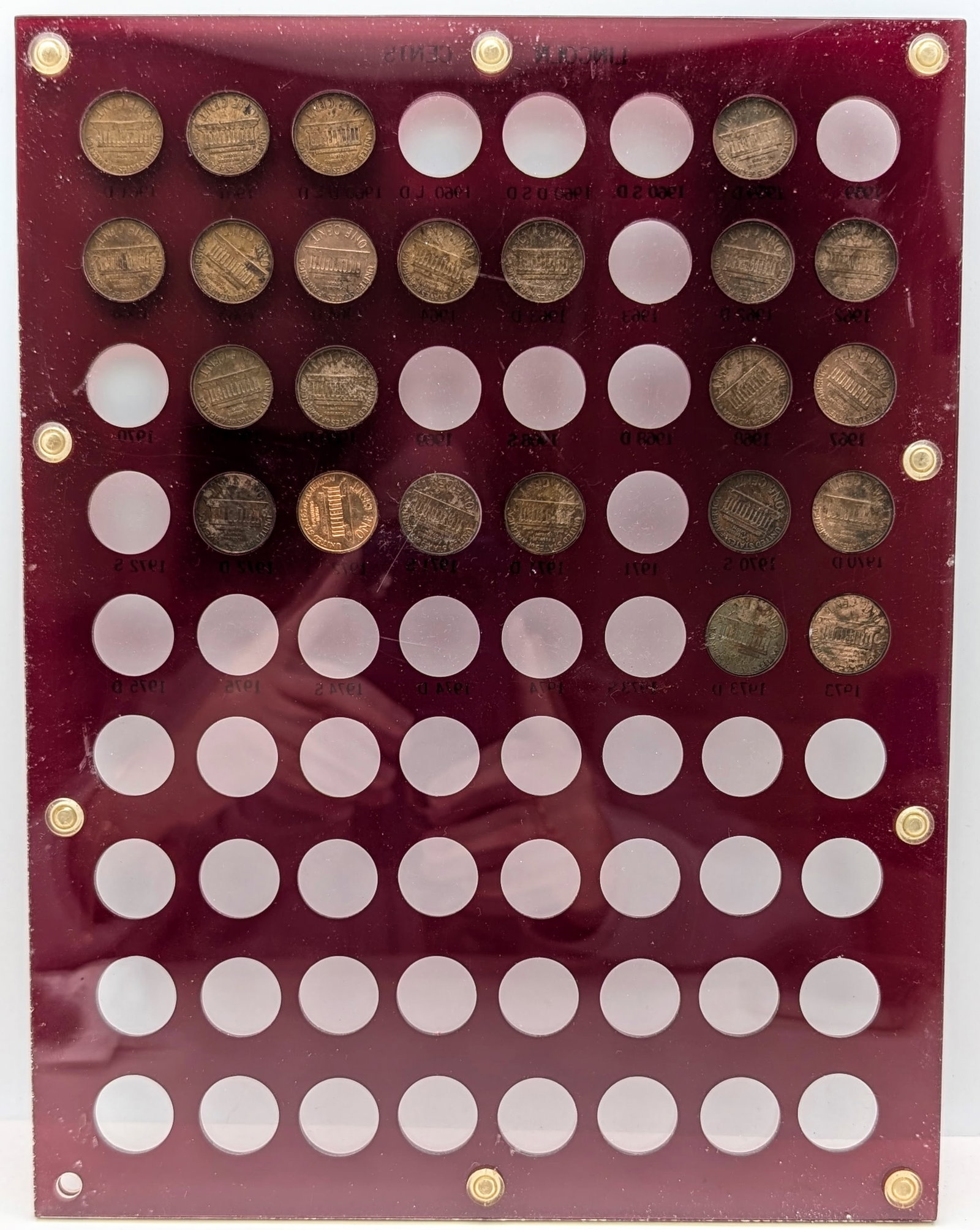 Capitol Lincoln Cent Case 1959-1975 w/ 23 Cents - 2